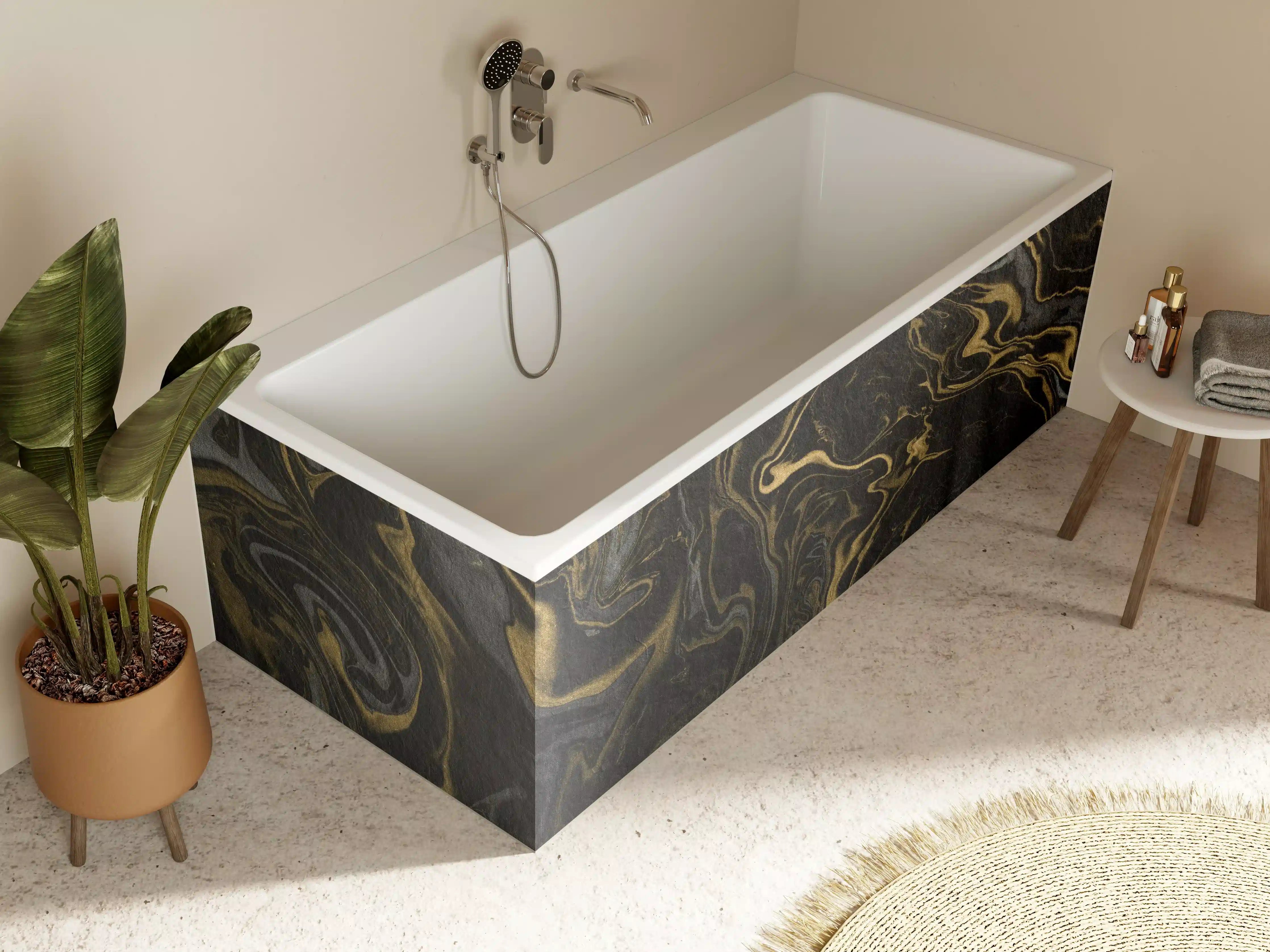 Badewannen-Rückwand - Marmor mit antikem goldenen und weißen Muster