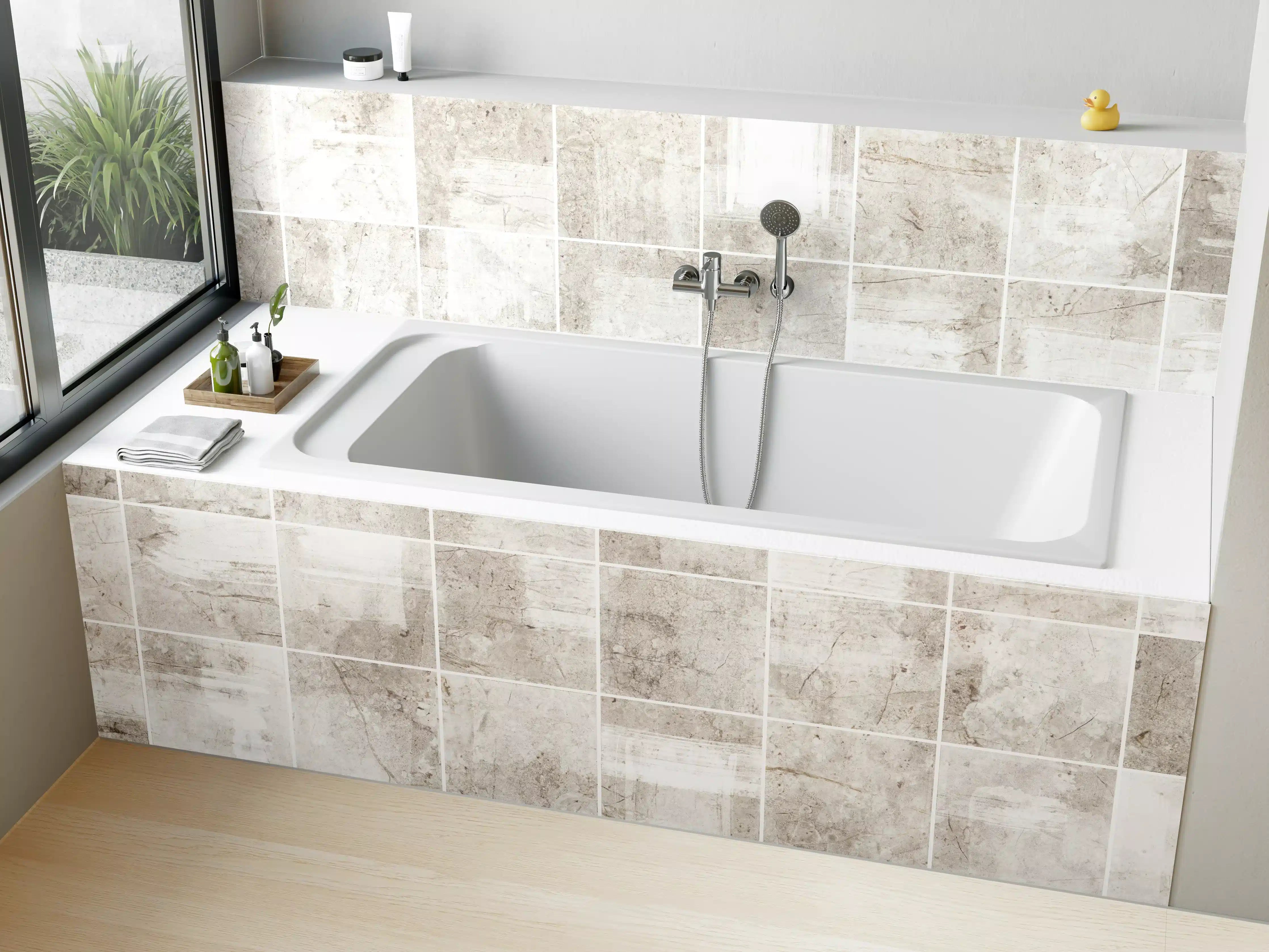 Badewannen-Rückwand - Marmortextur - Bürsteneffekt