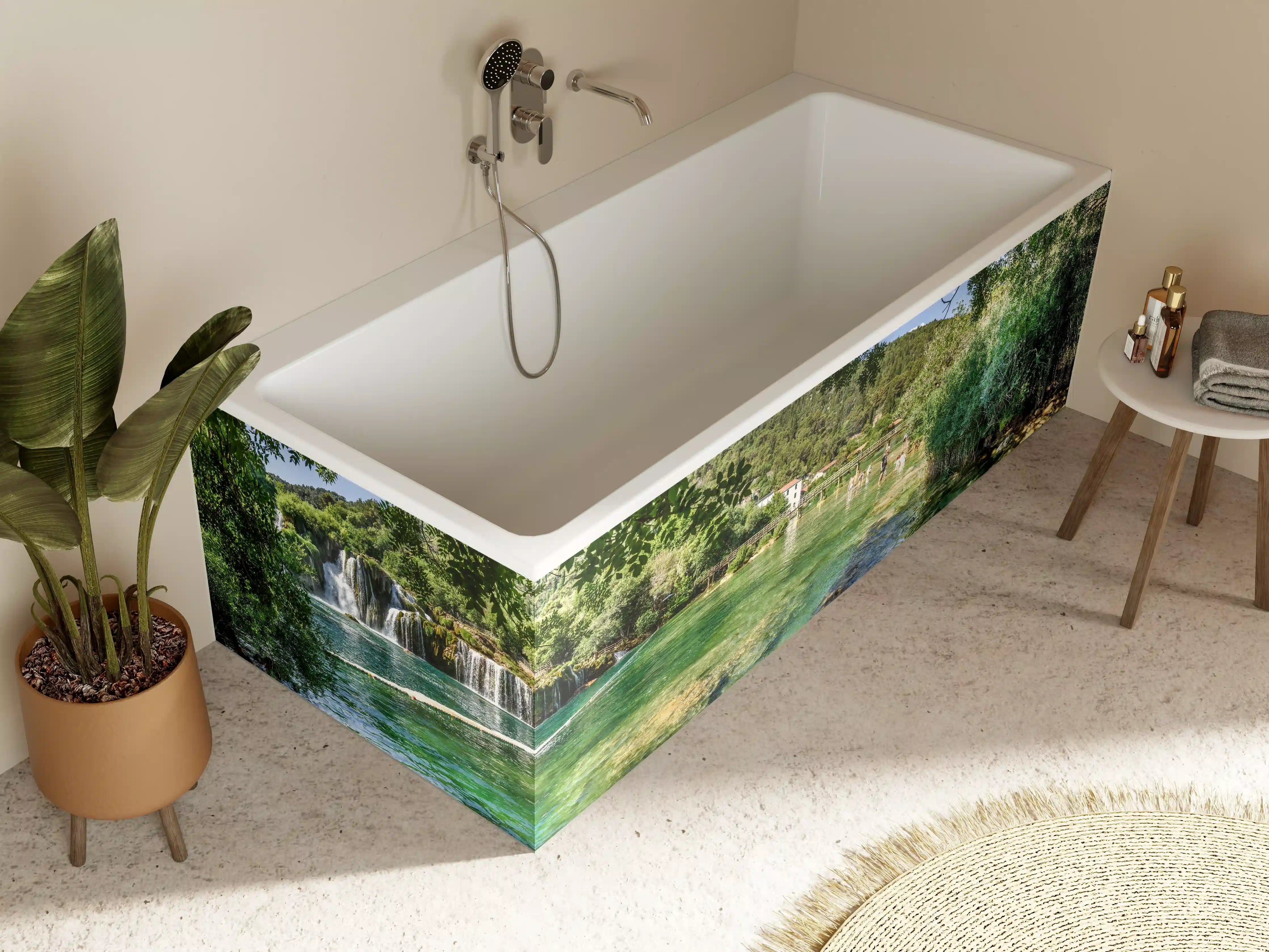 Badewannen-Rückwand - Mediterraner Wasserfall