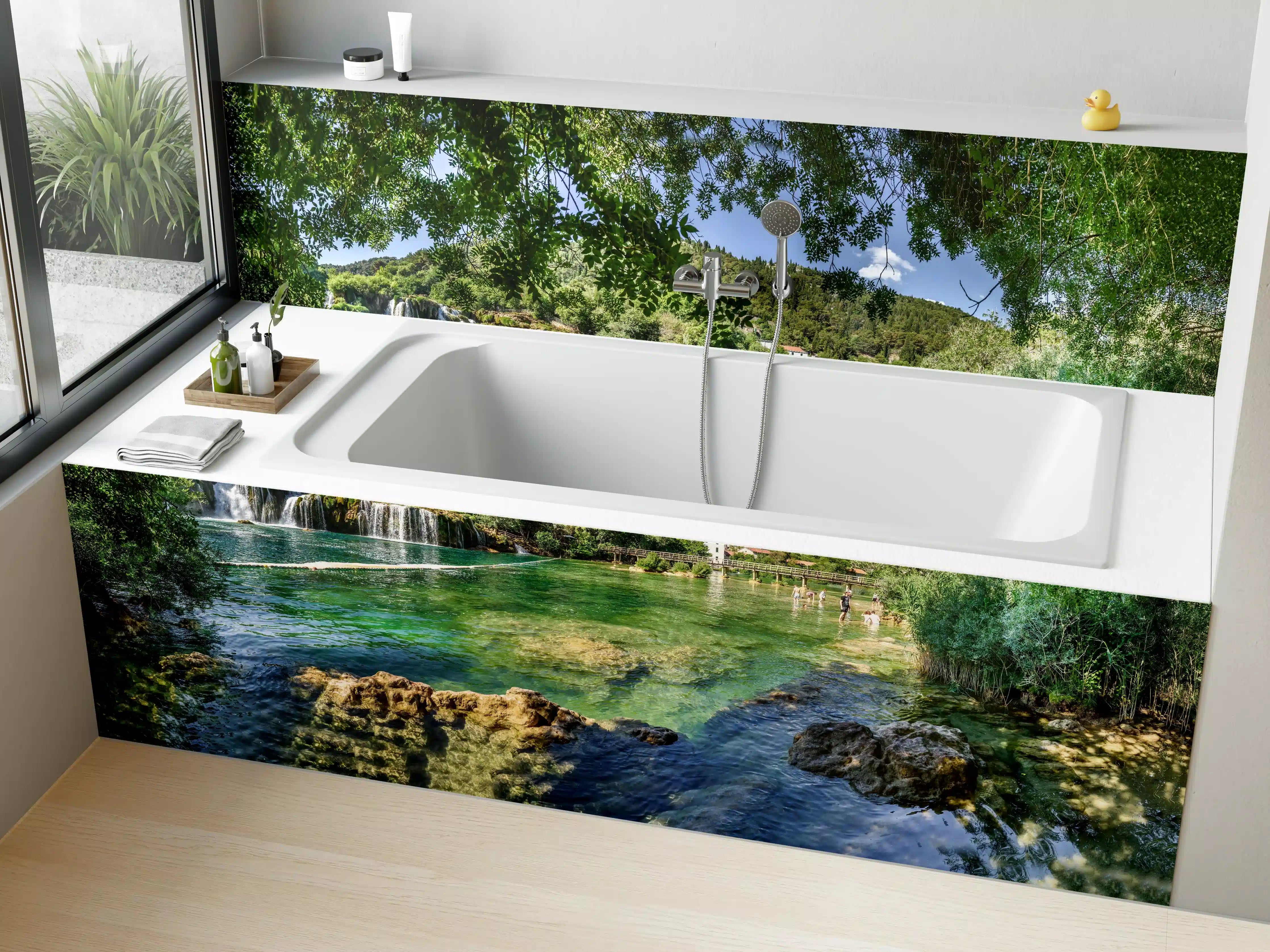 Badewannen-Rückwand - Mediterraner Wasserfall