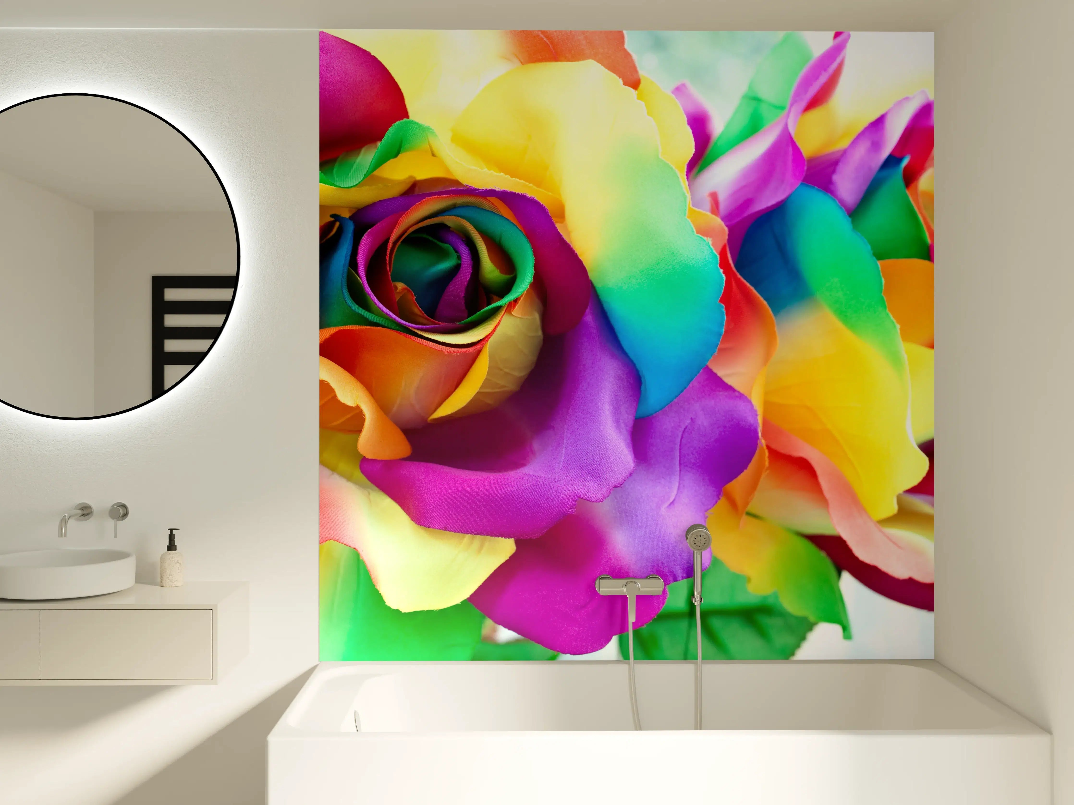 Badewannen-Rückwand - Mehrfarbige synthetische Rose