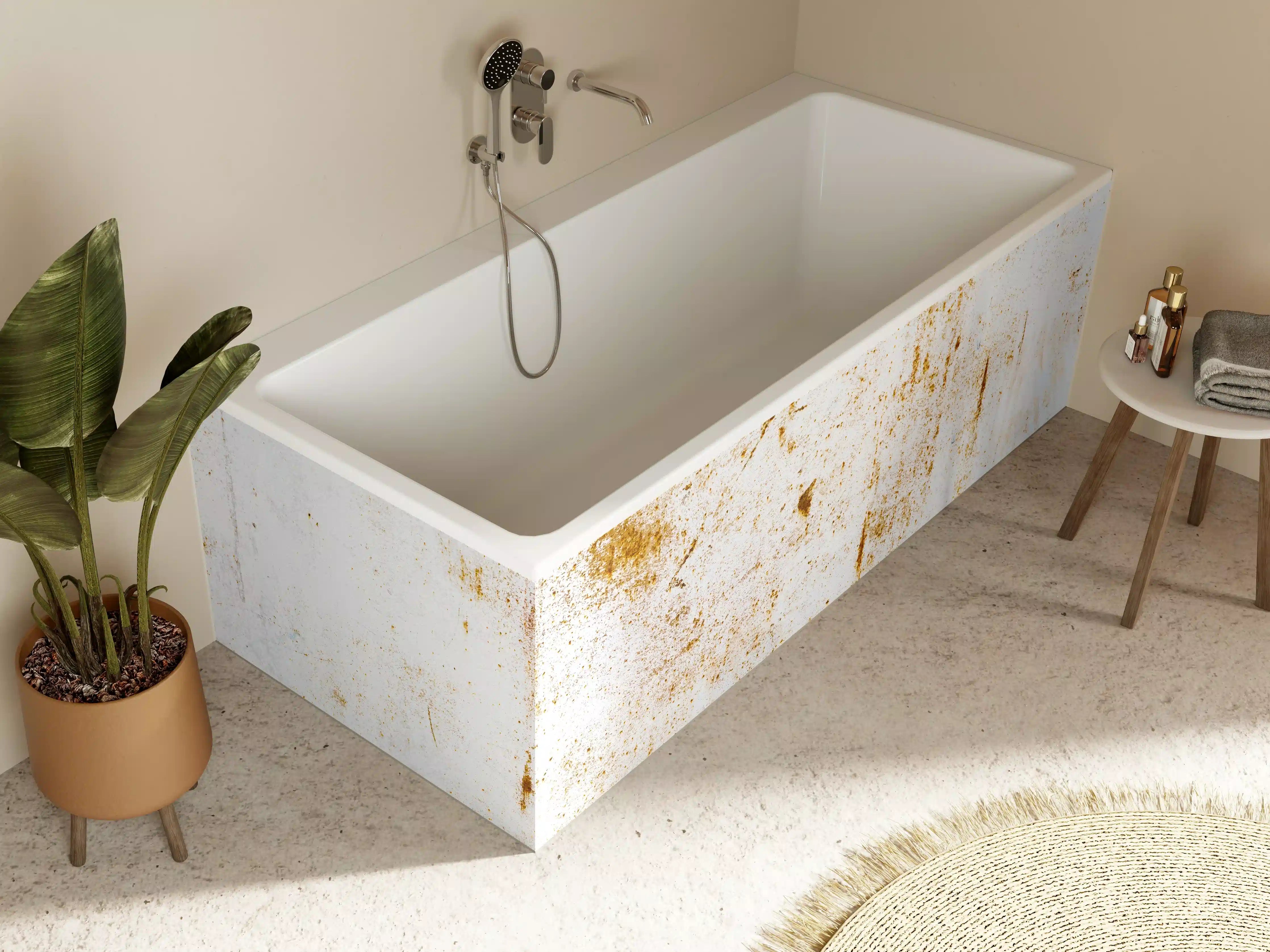 Badewannen-Rückwand - Metall mit rauer Rostoberfläche 