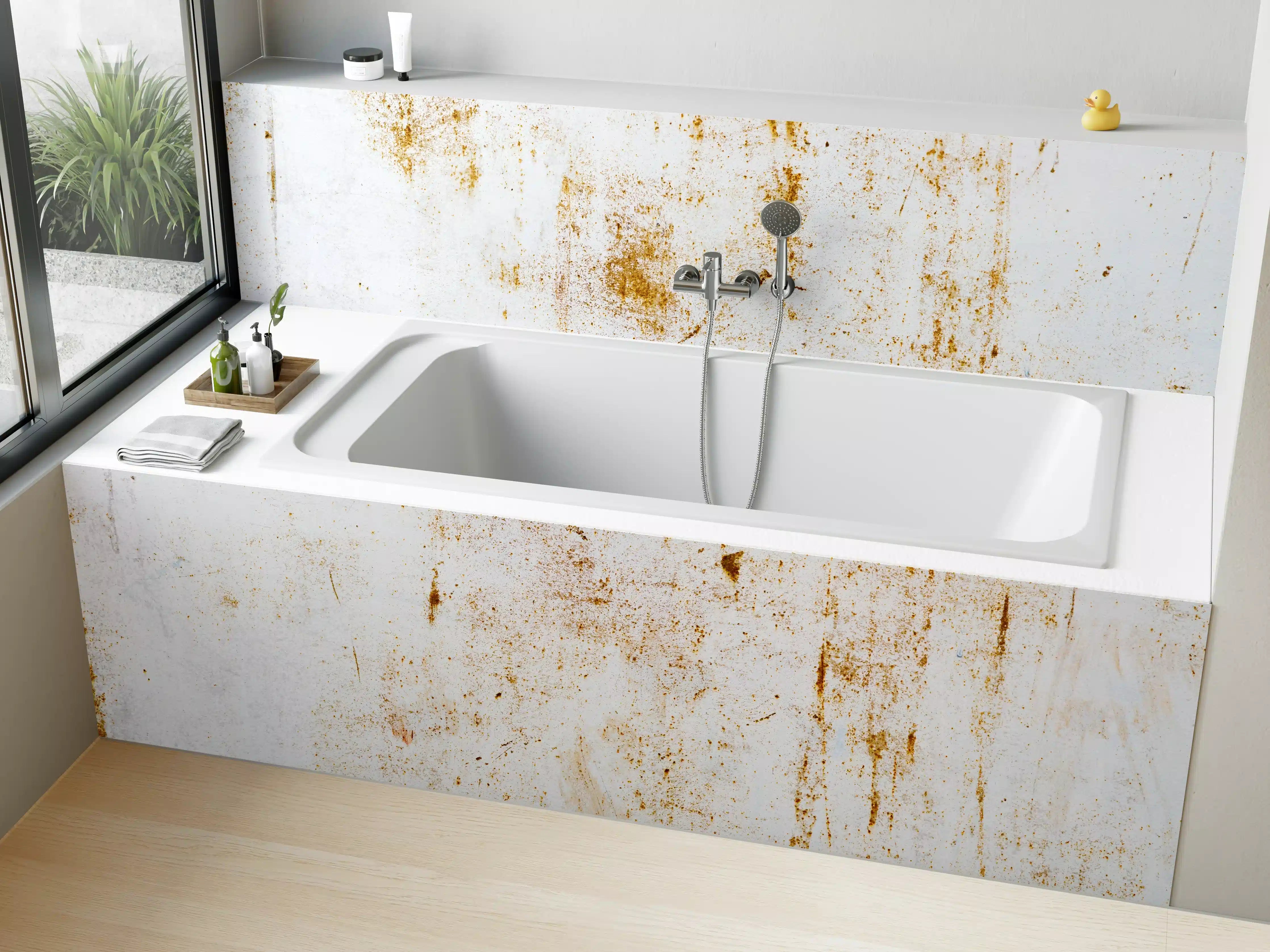 Badewannen-Rückwand - Metall mit rauer Rostoberfläche 