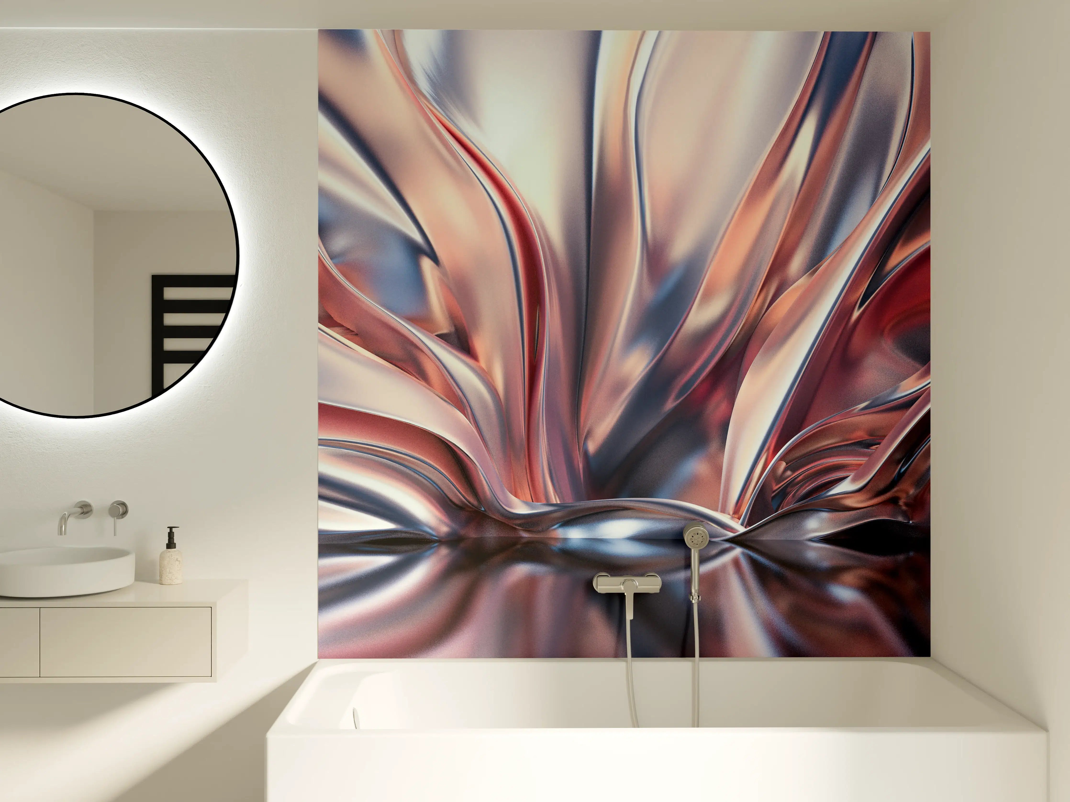 Badewannen-Rückwand - Metallic-Glanz-Textur in Rosé Gold