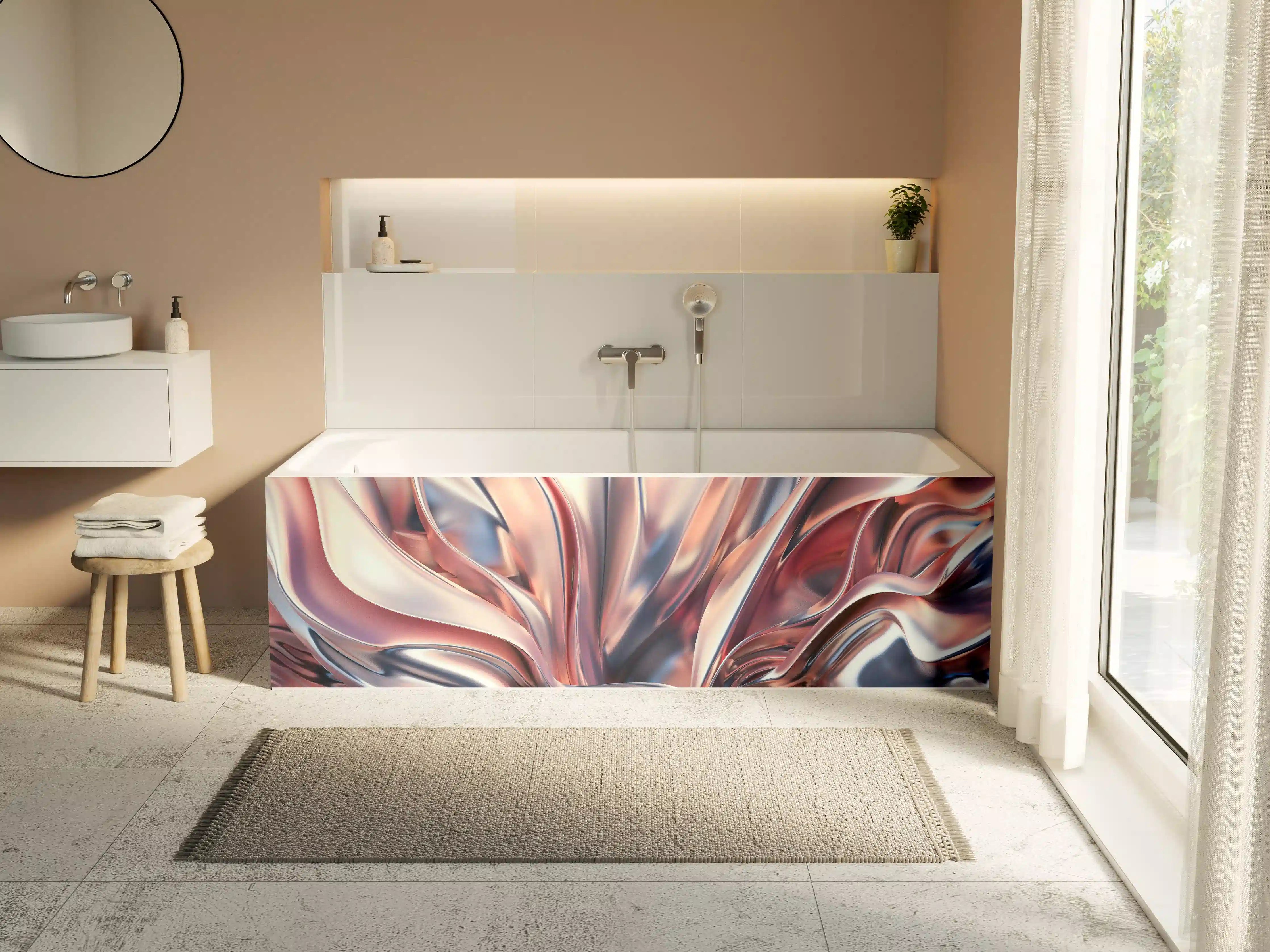Badewannen-Rückwand - Metallic-Glanz-Textur in Rosé Gold
