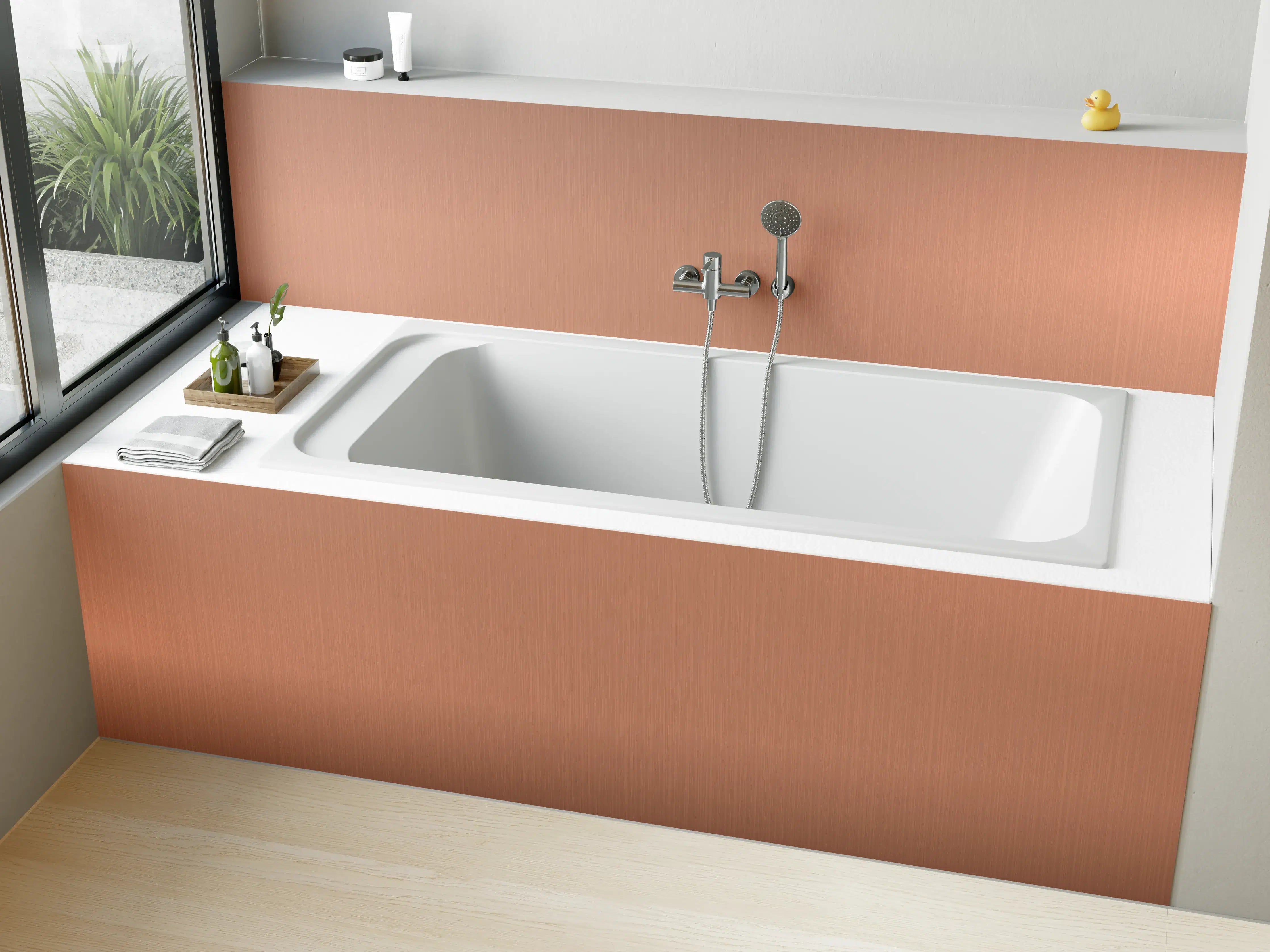 Badewannen-Rückwand - Metallische Gebürstete Bronze-Textur
