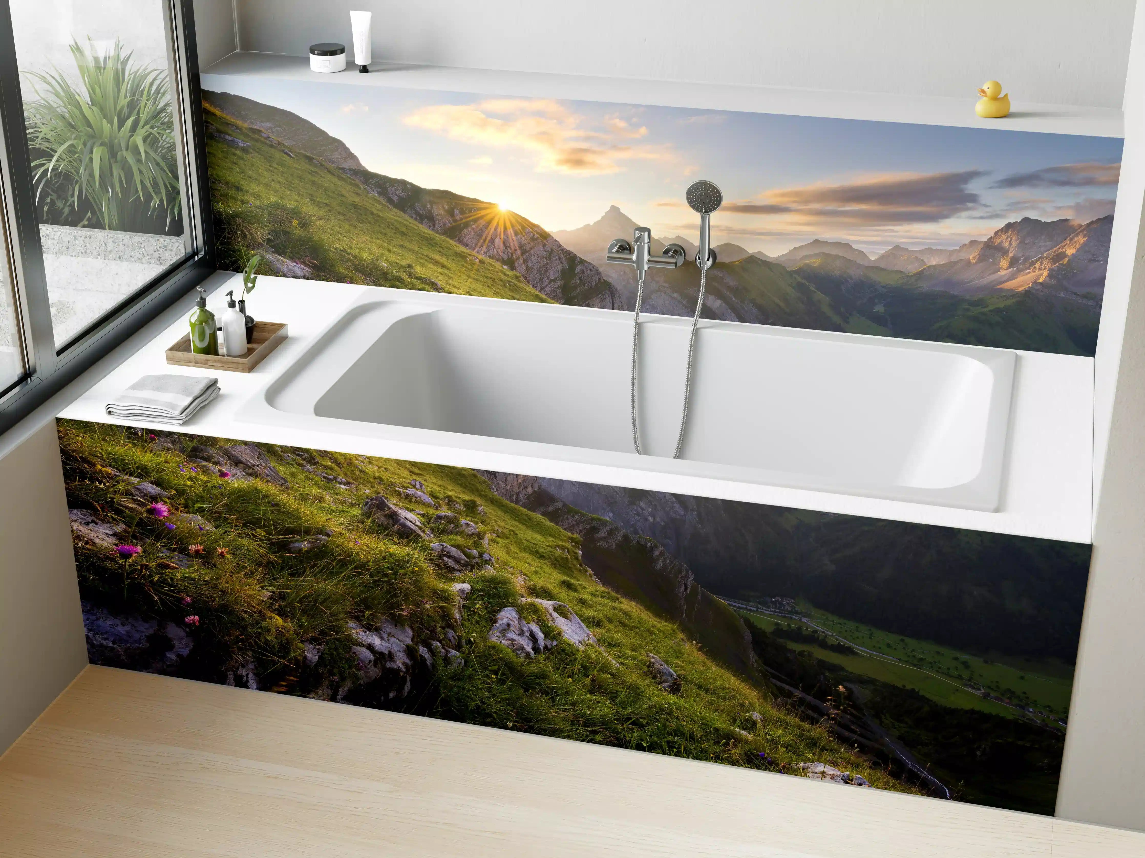 Badewannen-Rückwand - Minimalistisches Grau-Weißes Töpferwerkzeug-Set für Kreativität