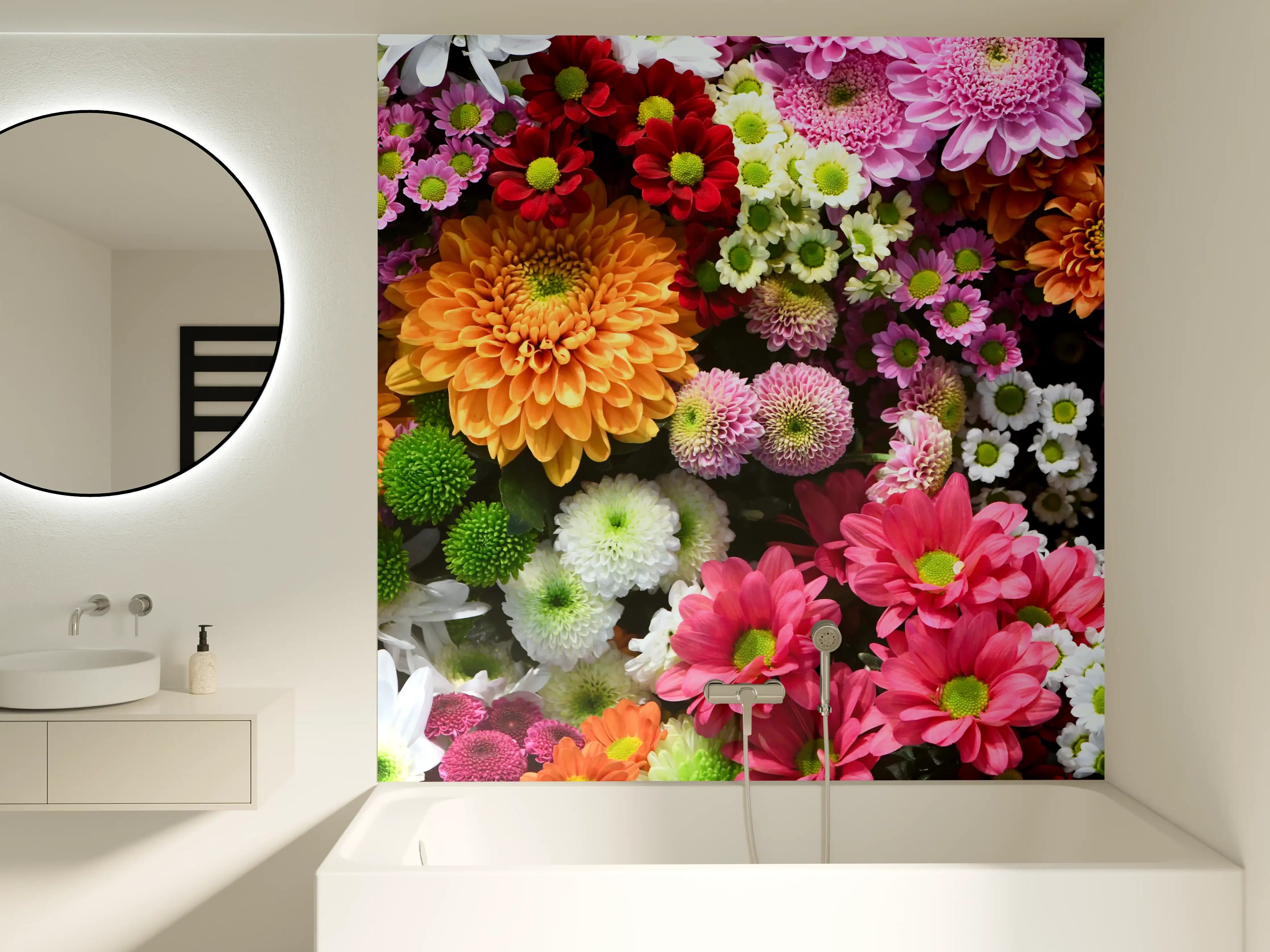 Badewannen-Rückwand - Mix aus bunten Frühlingsblumen