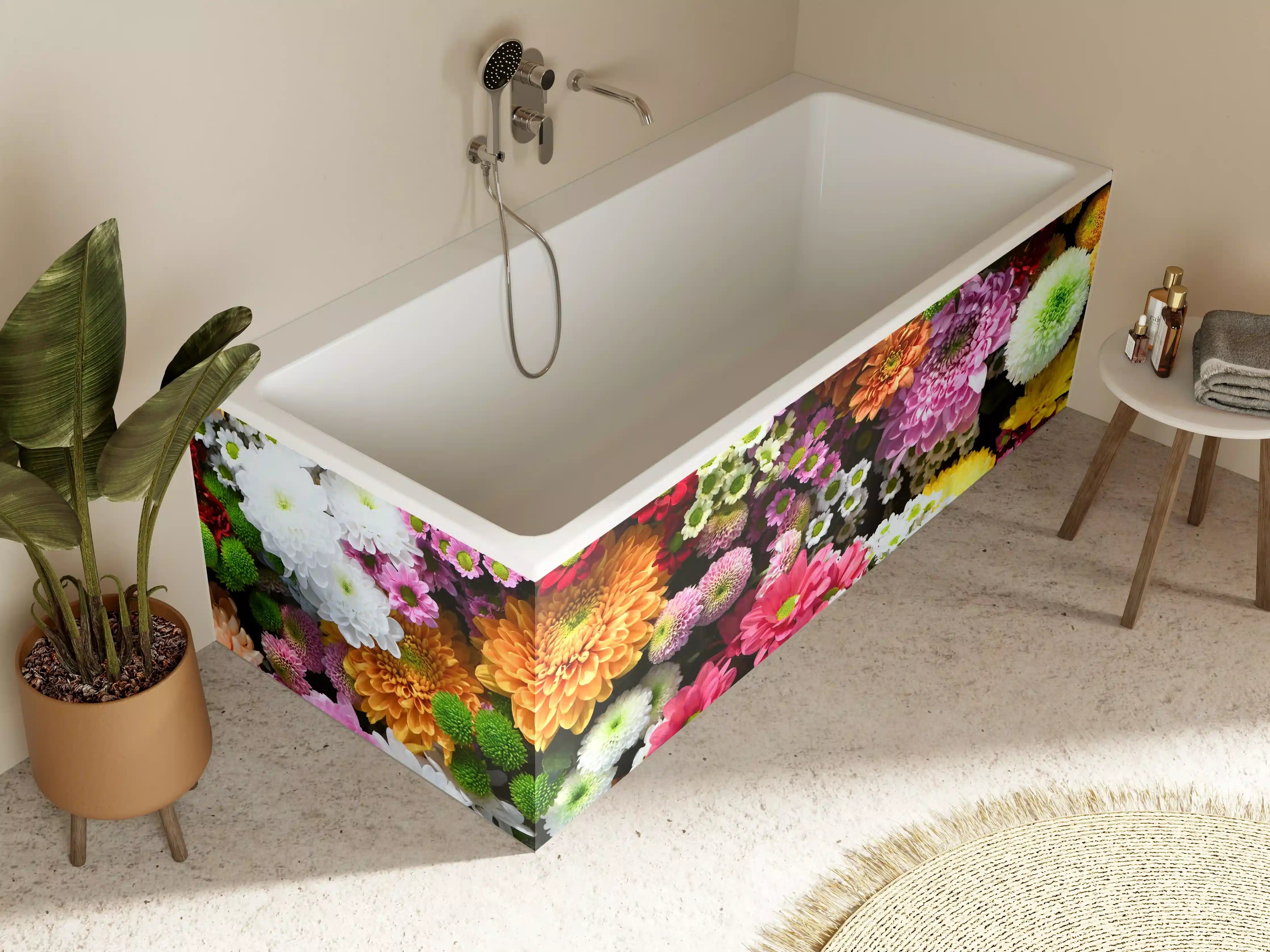 Badewannen-Rückwand - Mix aus bunten Frühlingsblumen