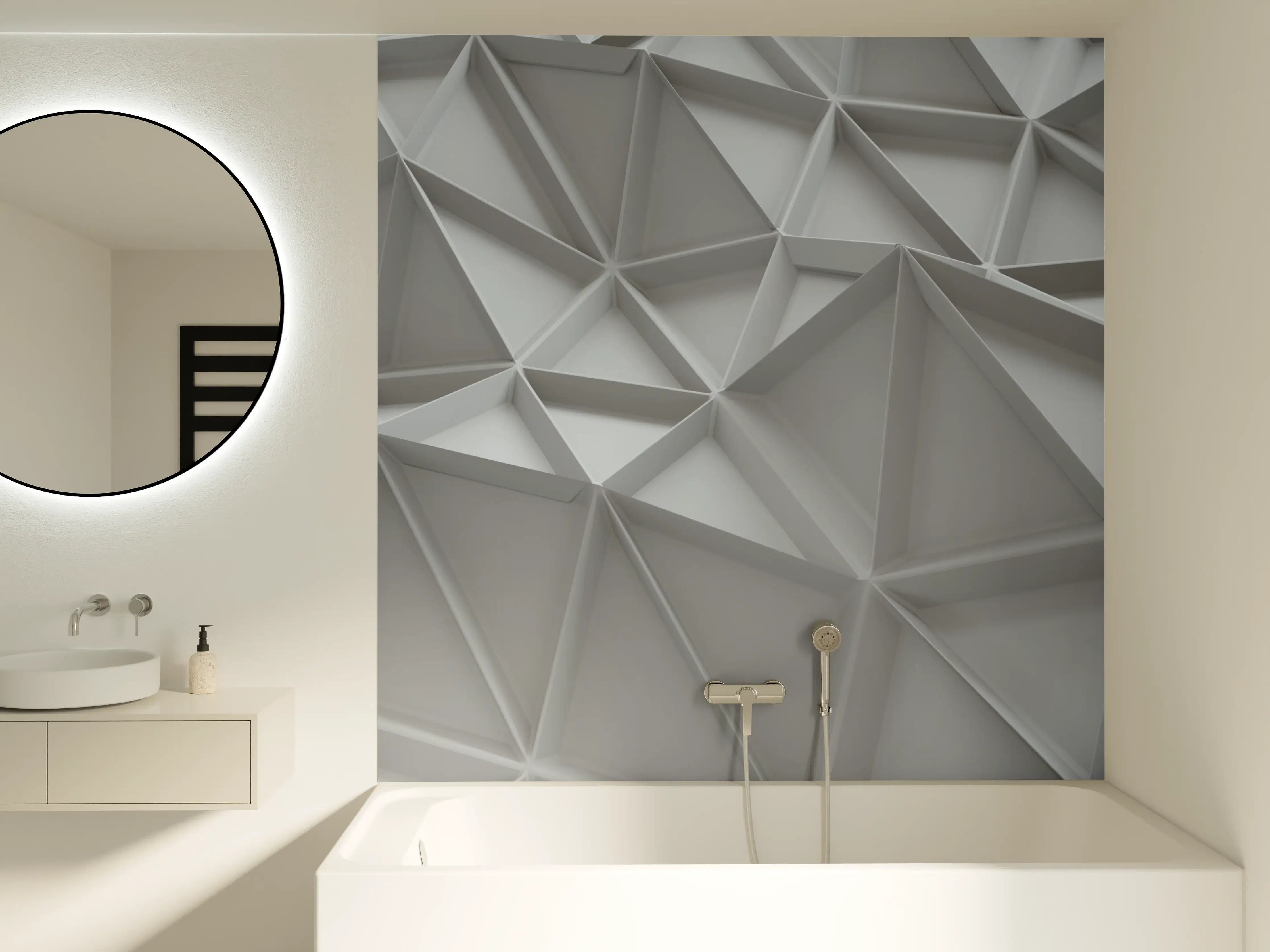 Badewannen-Rückwand - Moderne 3D-Gestaltung in Grau