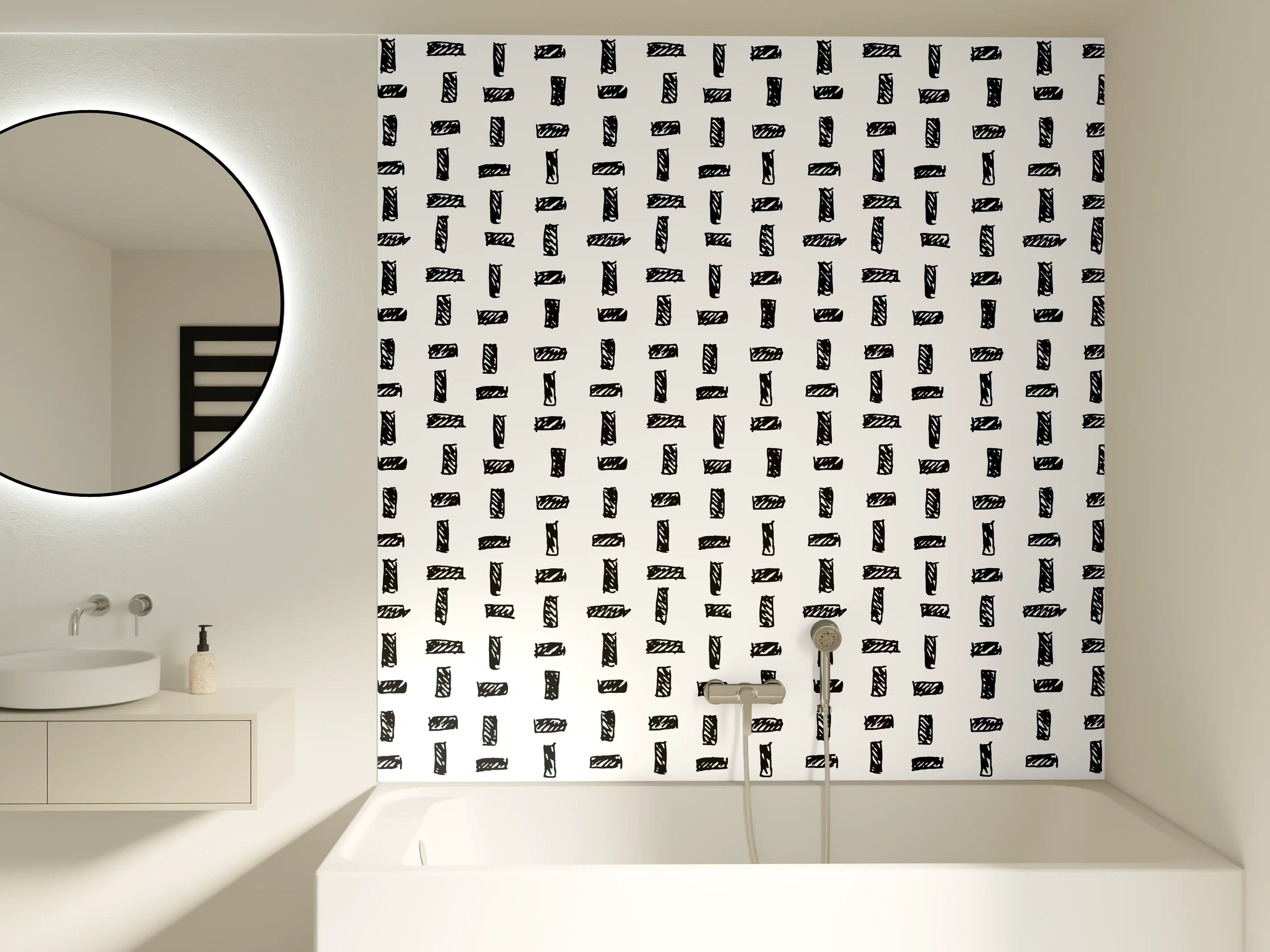 Badewannen-Rückwand - Moderne Abstract Textur mit Grau- und Weißtönen