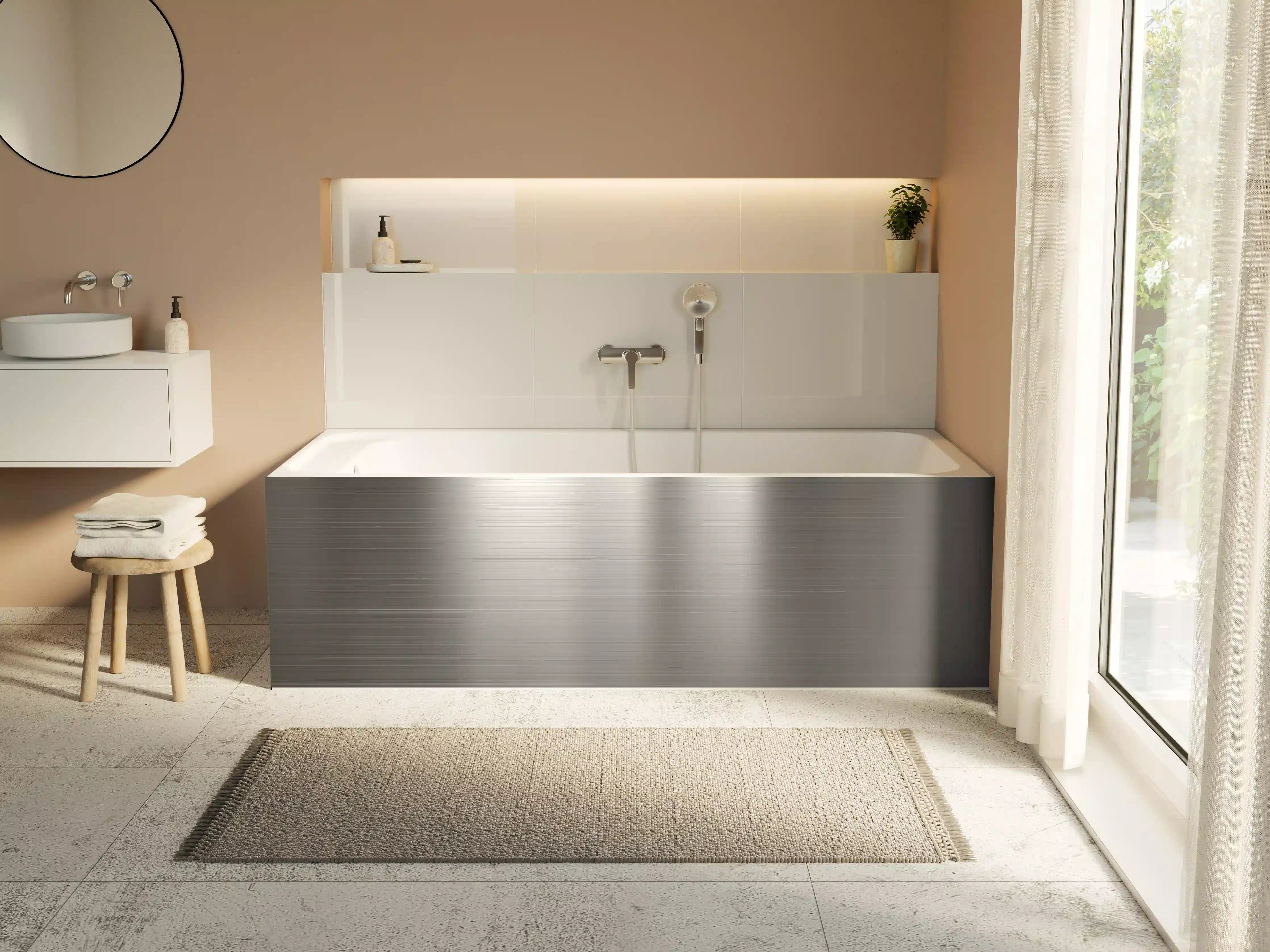Badewannen-Rückwand - Moderne Betonstruktur mit Grautönen