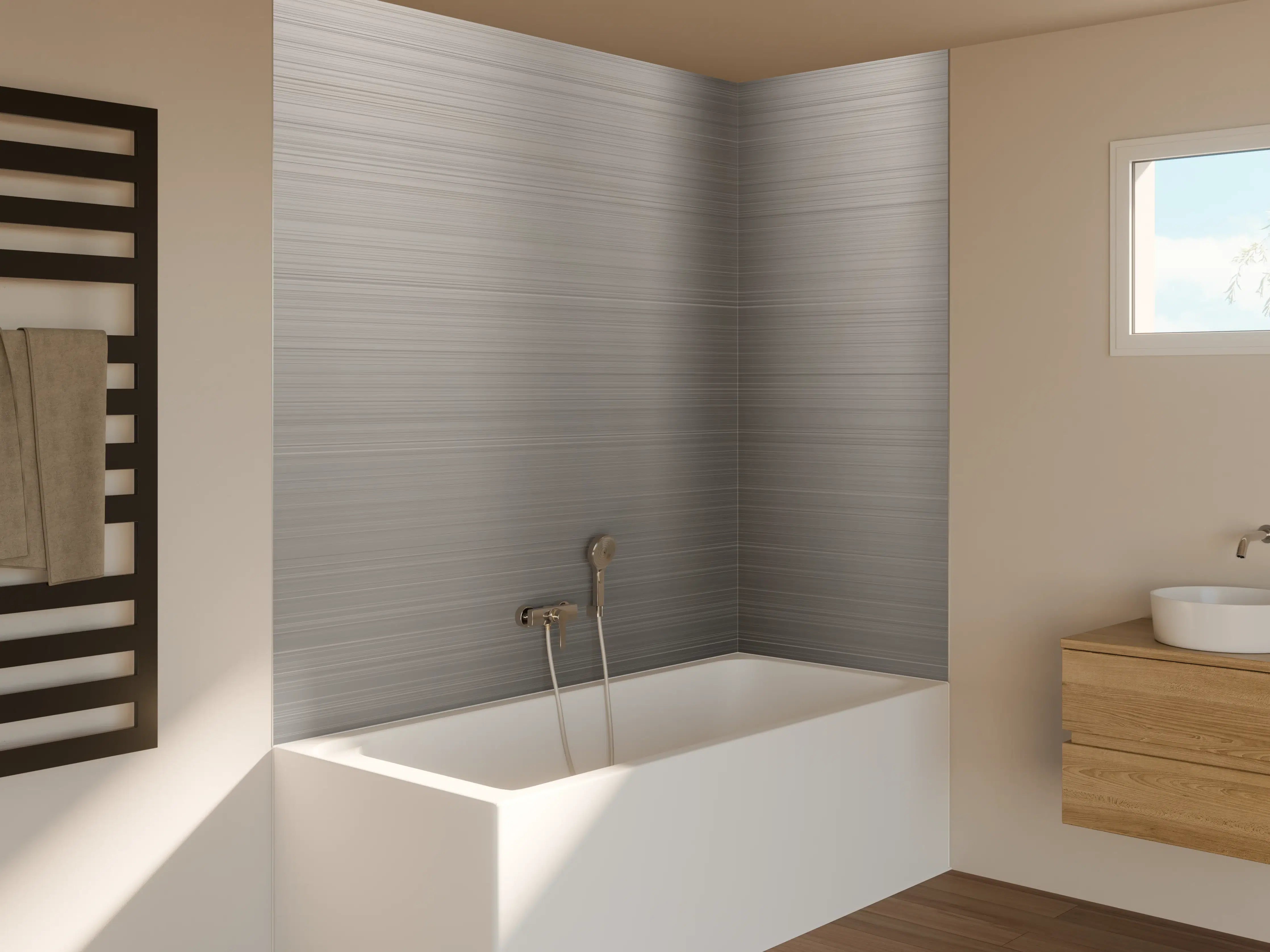 Badewannen-Rückwand - Moderne Betonstruktur mit Grautönen