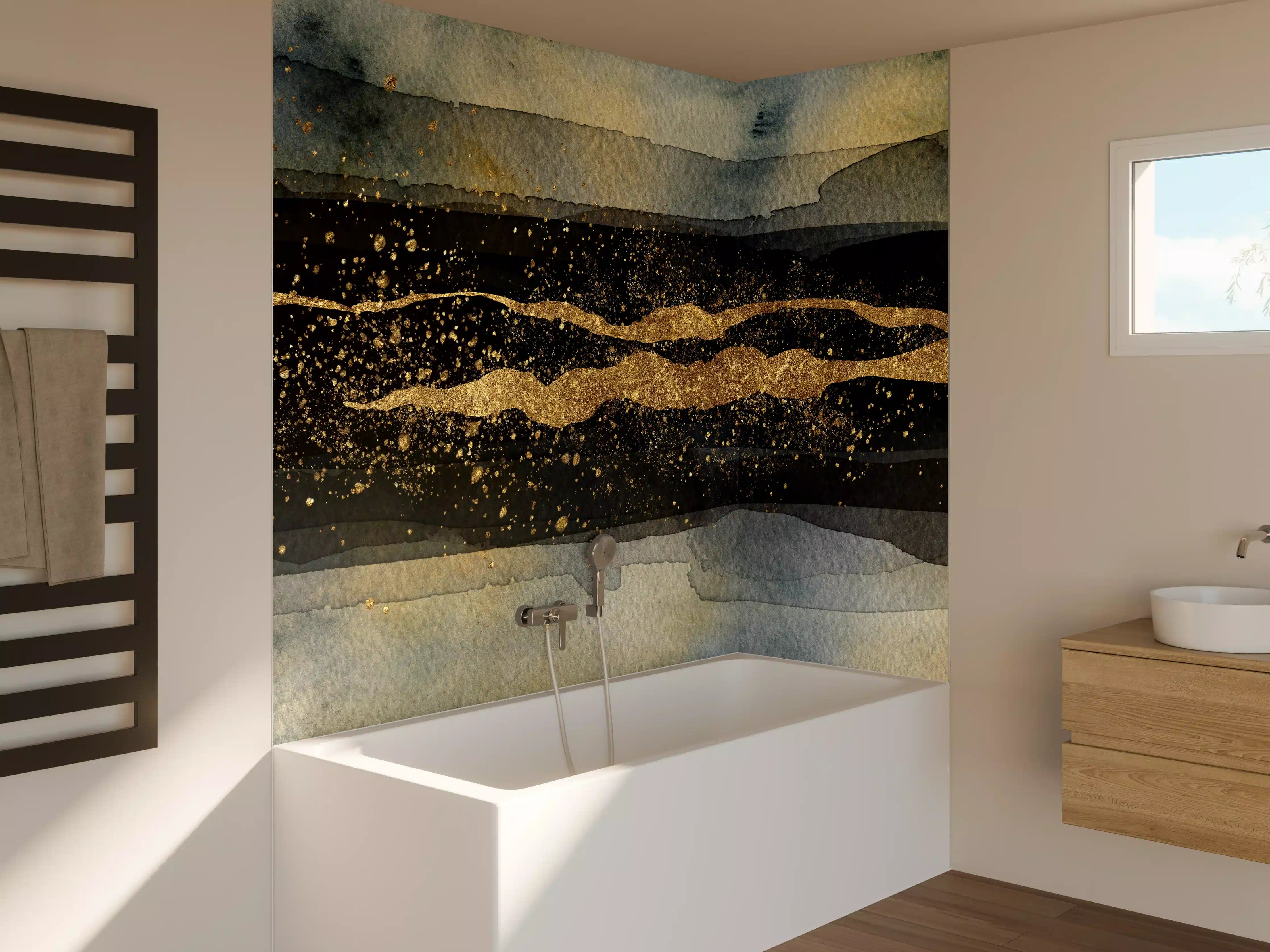 Badewannen-Rückwand - Moderne Darstellung - Aquarellmalerei