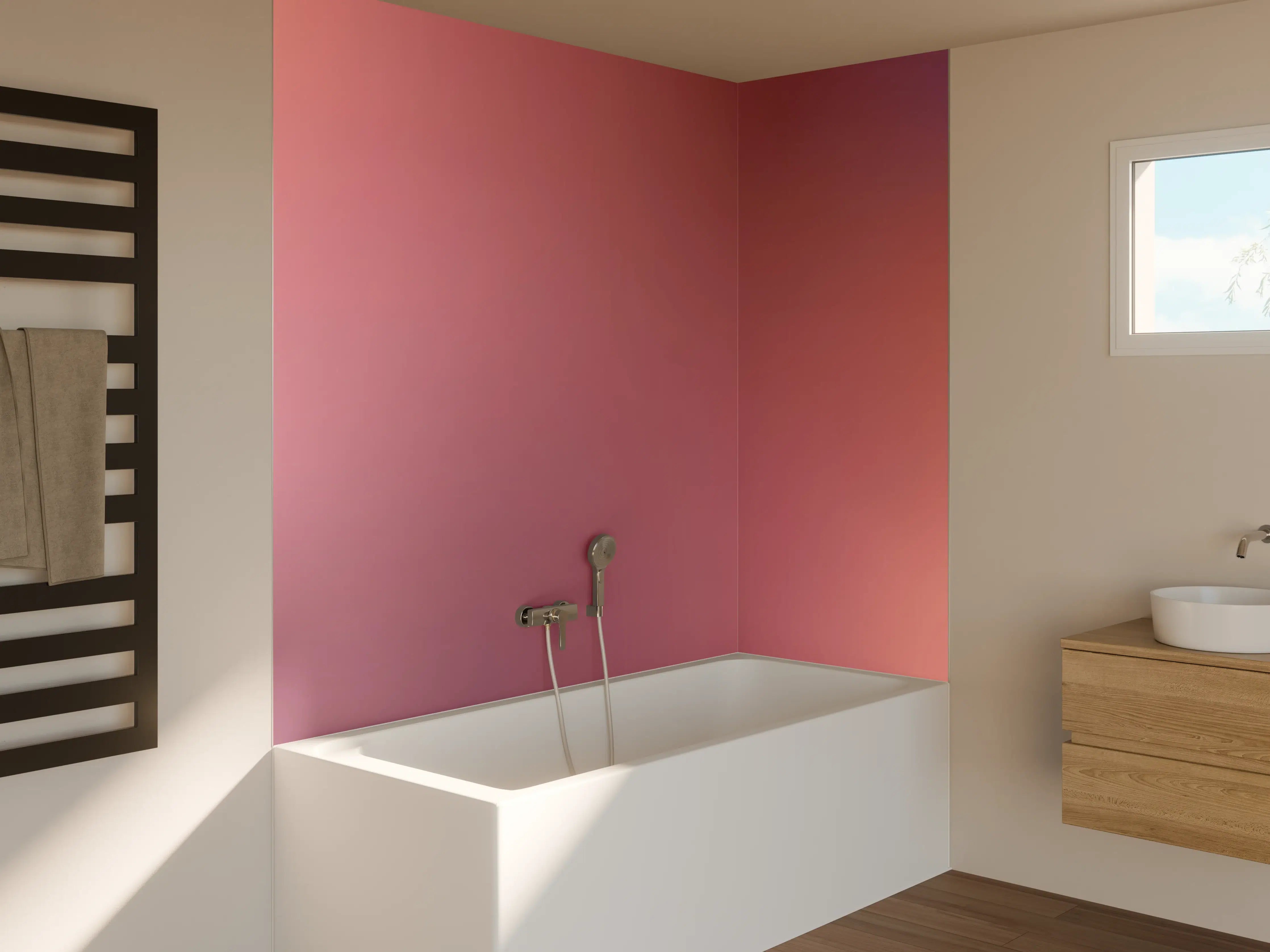 Badewannen-Rückwand - Moderne Farbe mit sanfter Textur