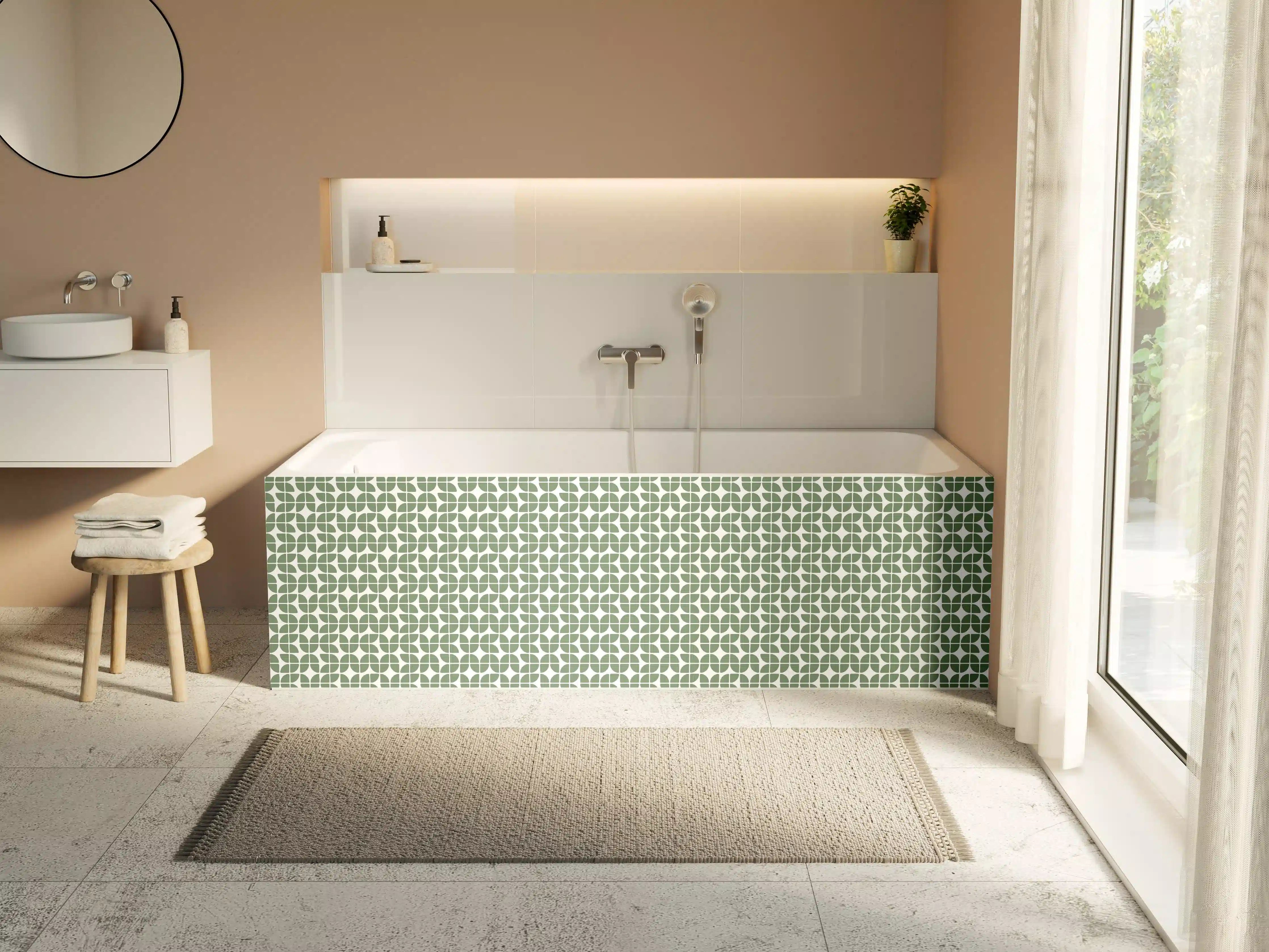Badewannen-Rückwand - Moderne Fliesenmuster in Grün