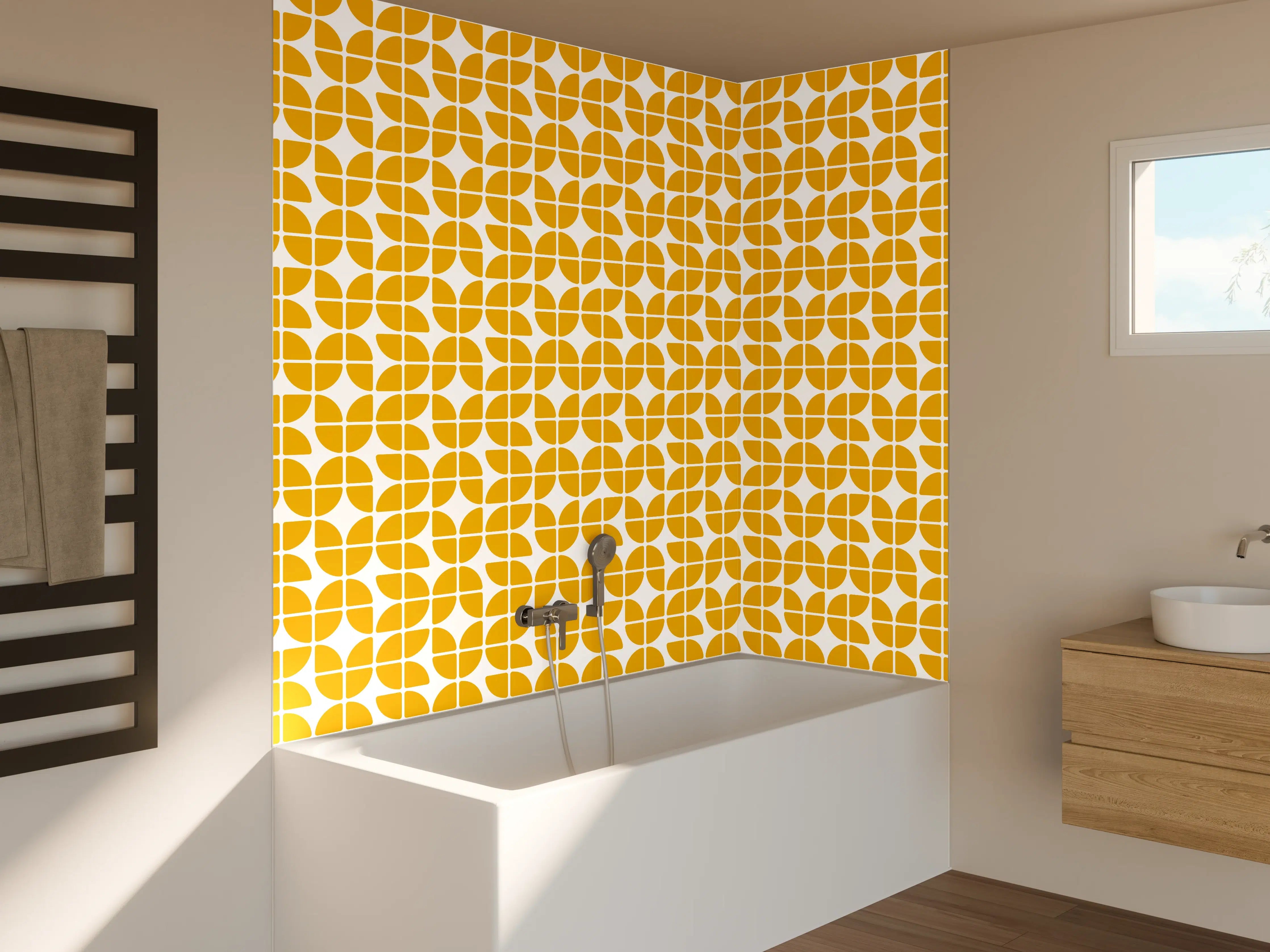 Badewannen-Rückwand - Moderne Goldgelbe Mustertextur