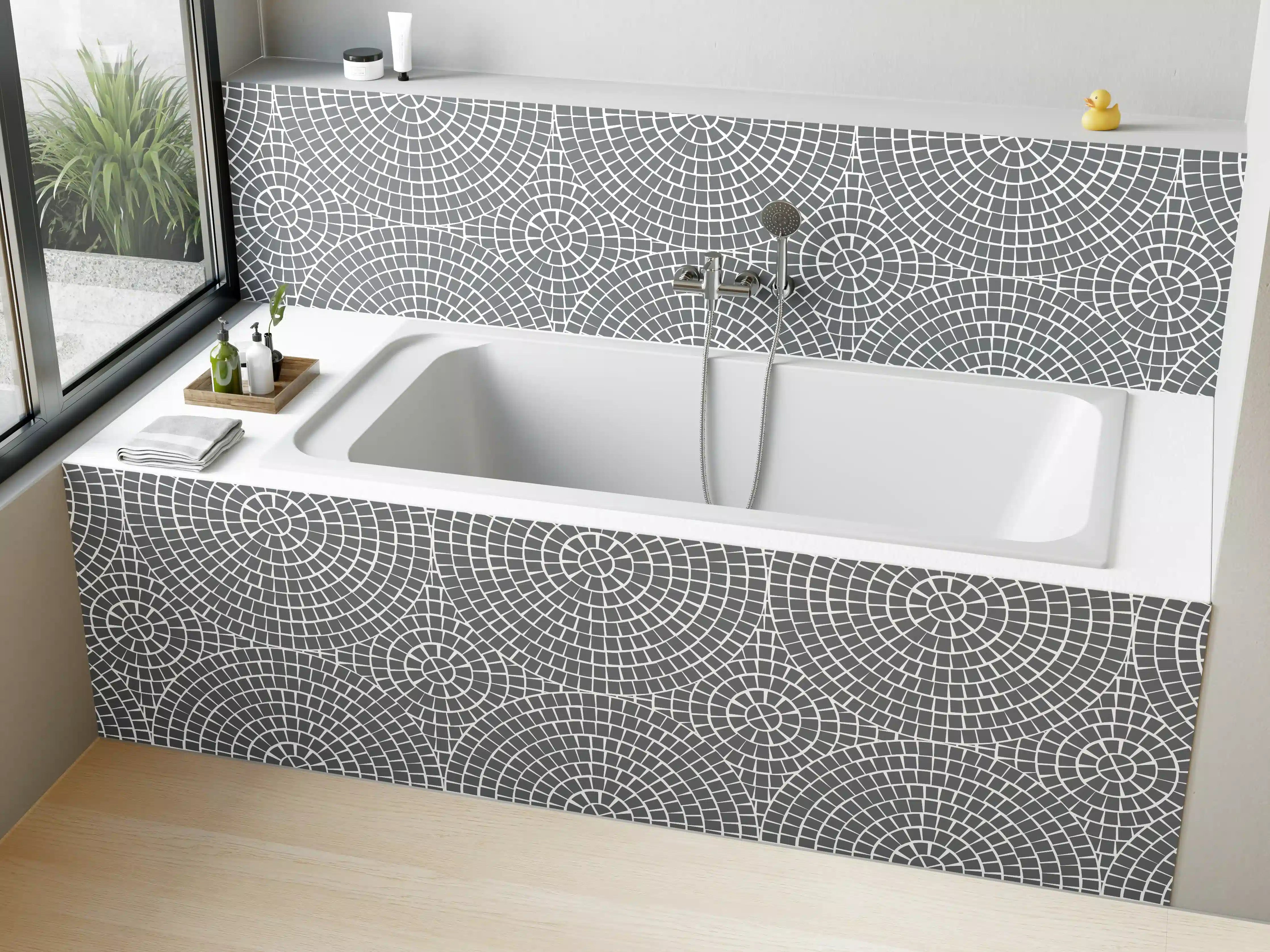 Badewannen-Rückwand - Moderne Graue Kreis-Musterwand