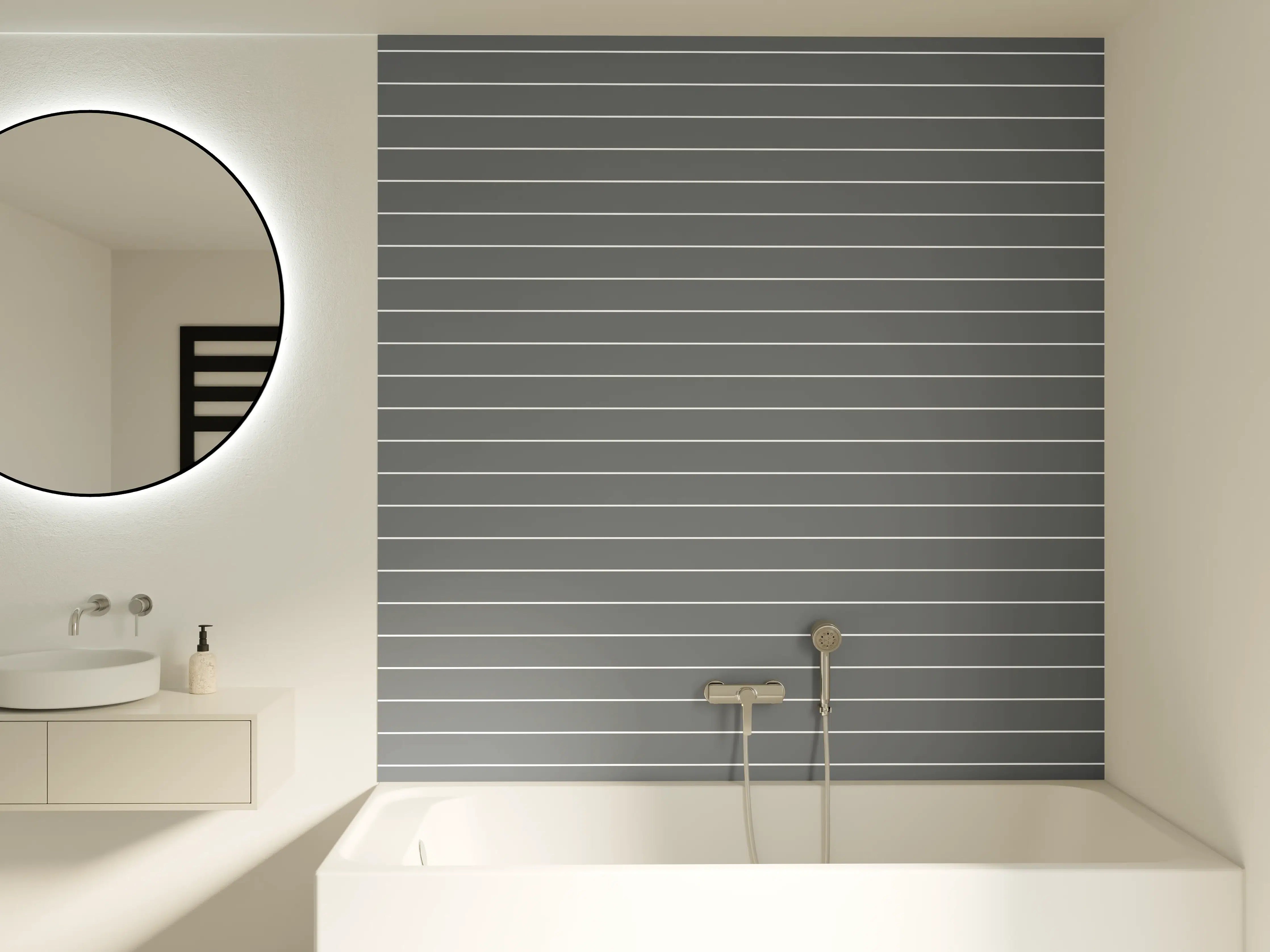 Badewannen-Rückwand - Moderne Graue Linienbodenstruktur