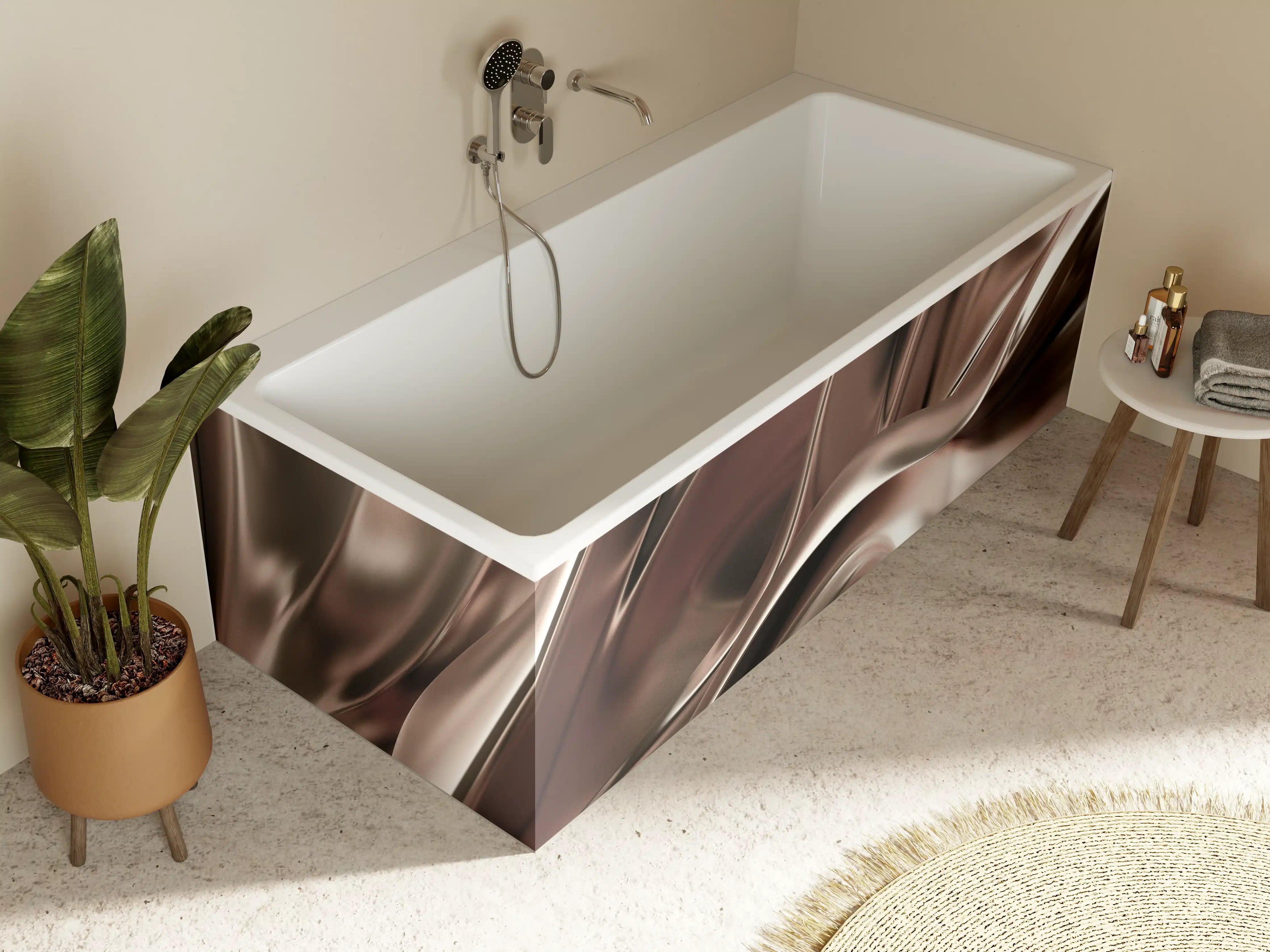 Badewannen-Rückwand - Moderne Metallstruktur in Bronzeoptik