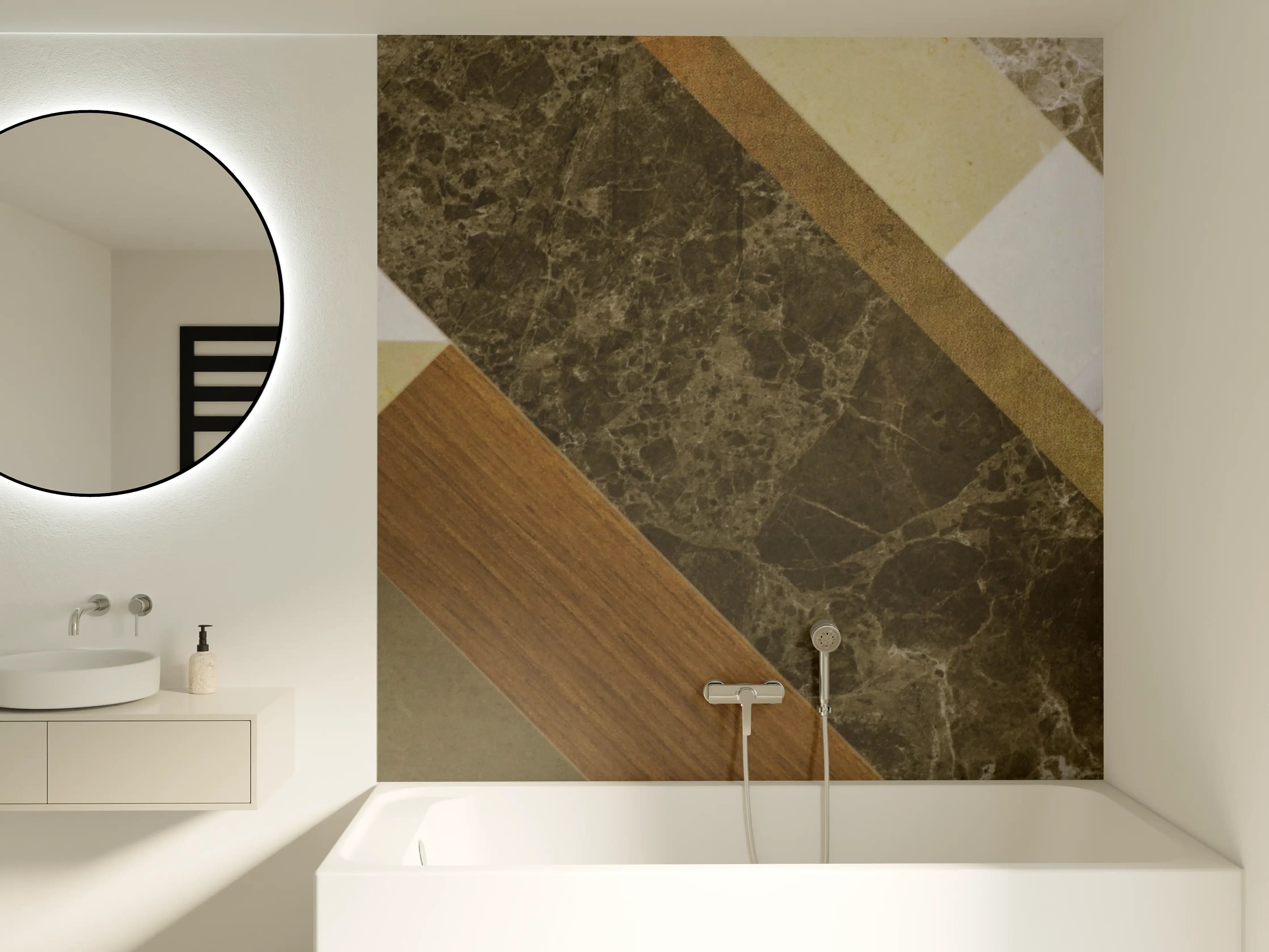 Badewannen-Rückwand - Moderne Naturstein-Textur