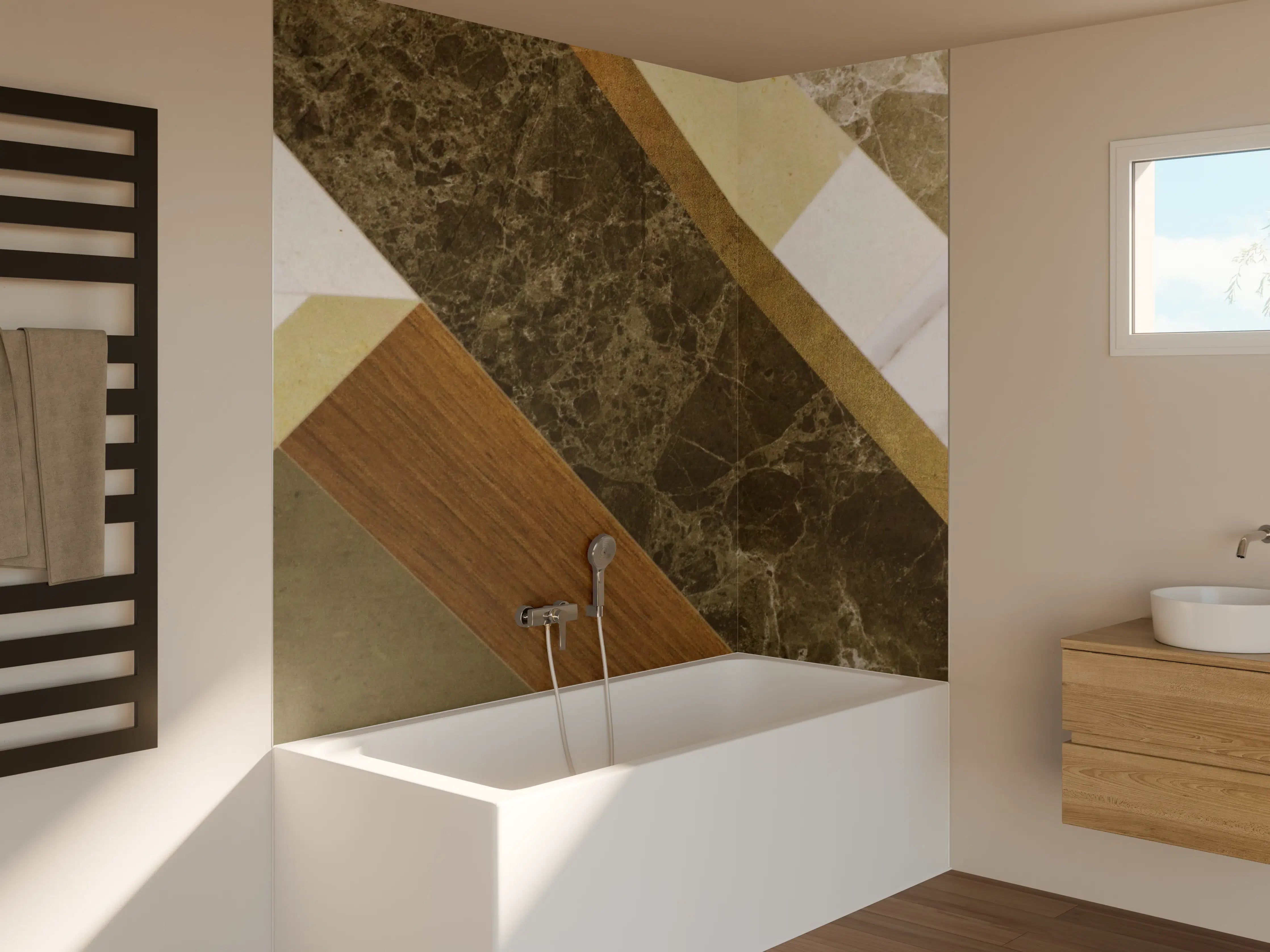 Badewannen-Rückwand - Moderne Naturstein-Textur