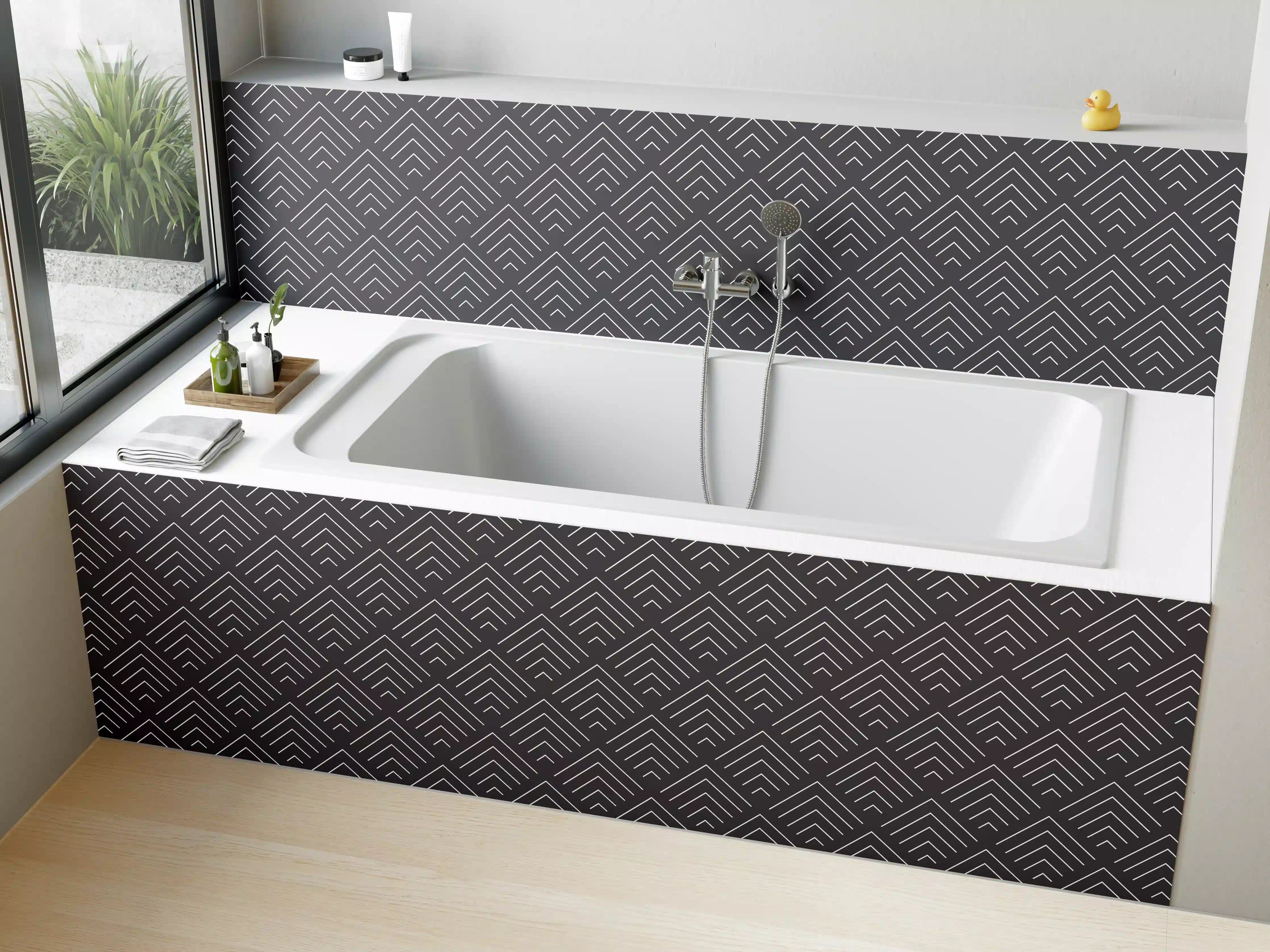 Badewannen-Rückwand - Moderne Schwarz-Grau-Textur