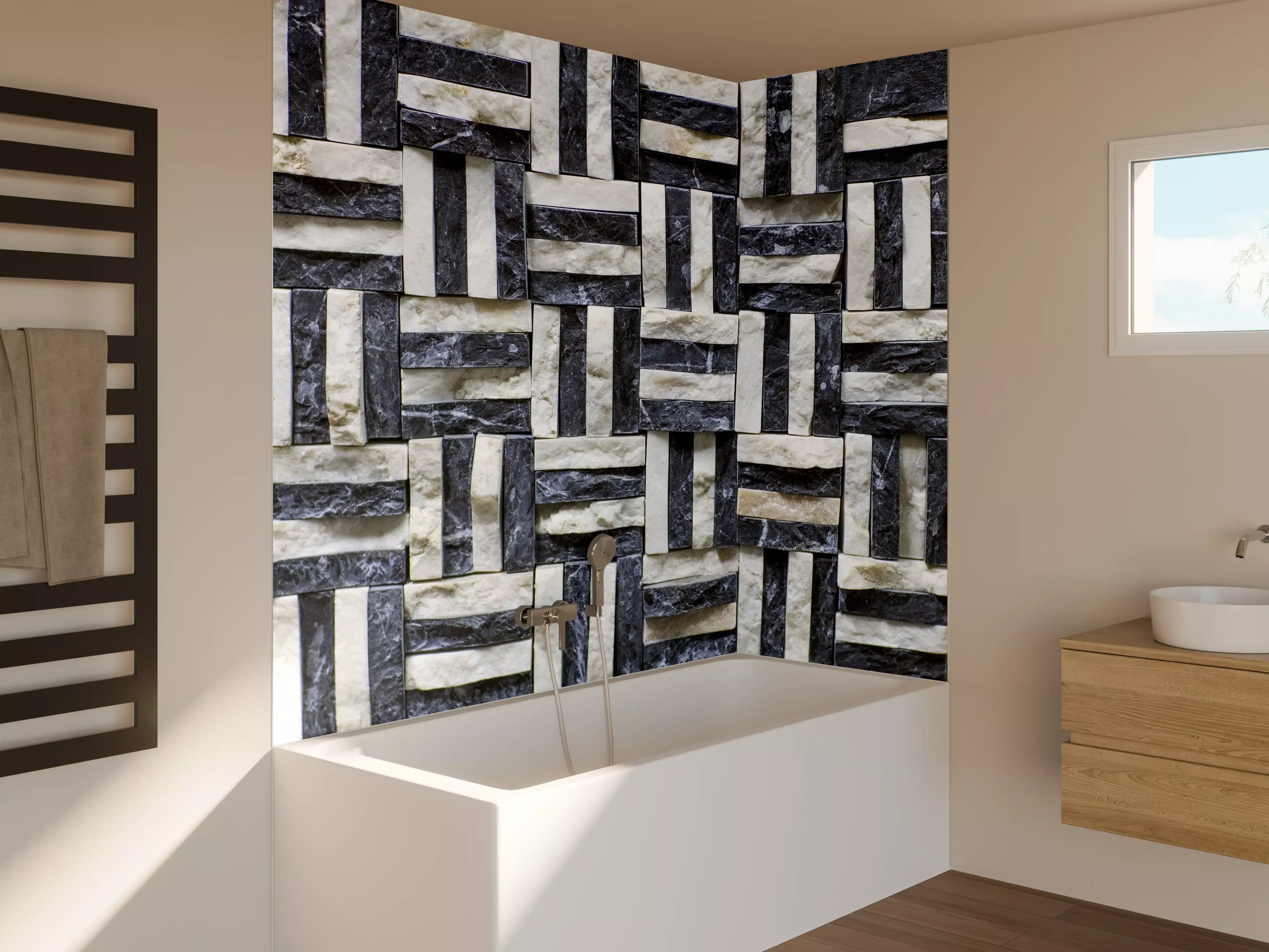 Badewannen-Rückwand - Moderne Wandverkleidung in Schieferoptik