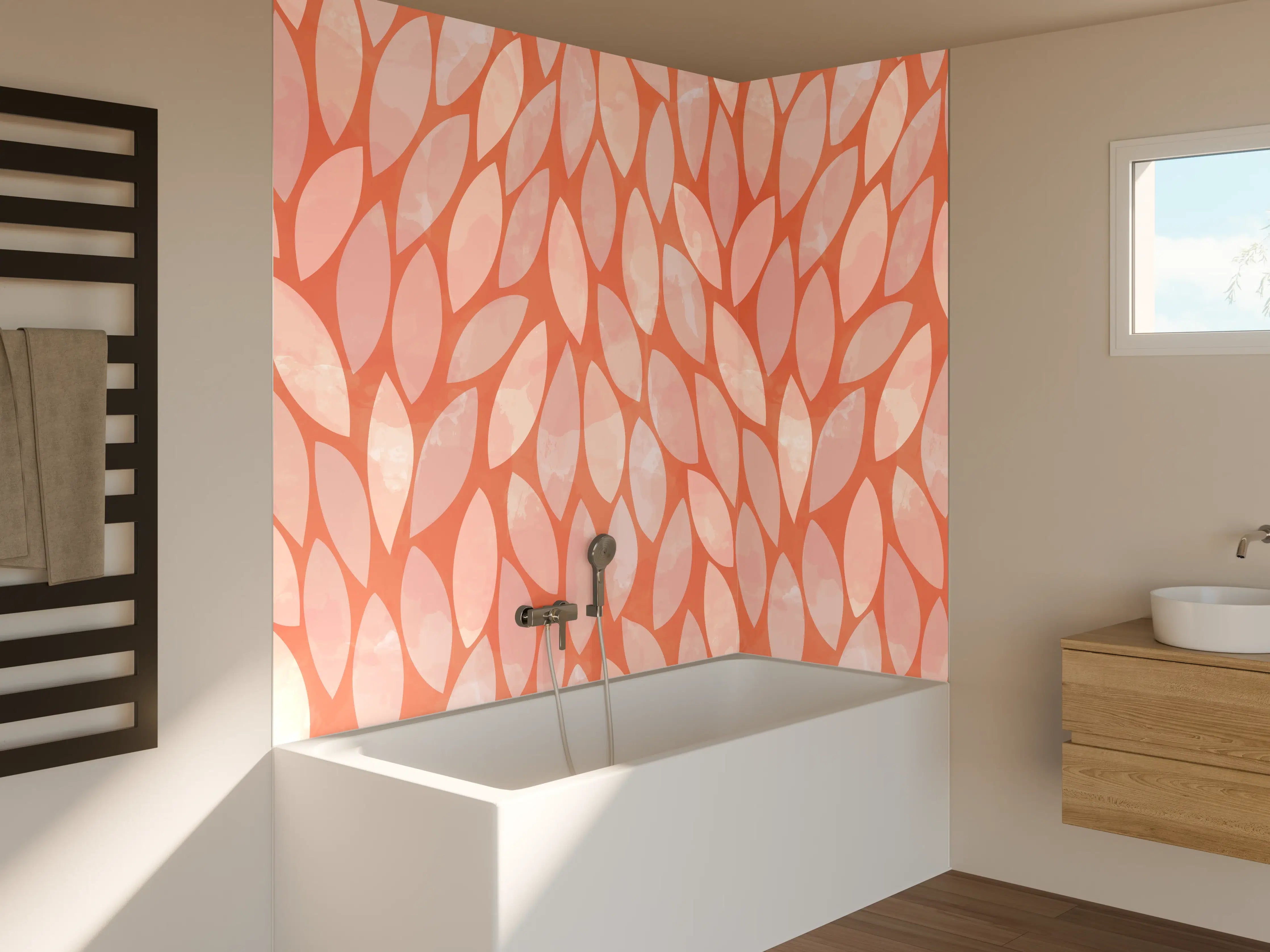Badewannen-Rückwand - Moderne abstrakte Musterung in warmen Tönen