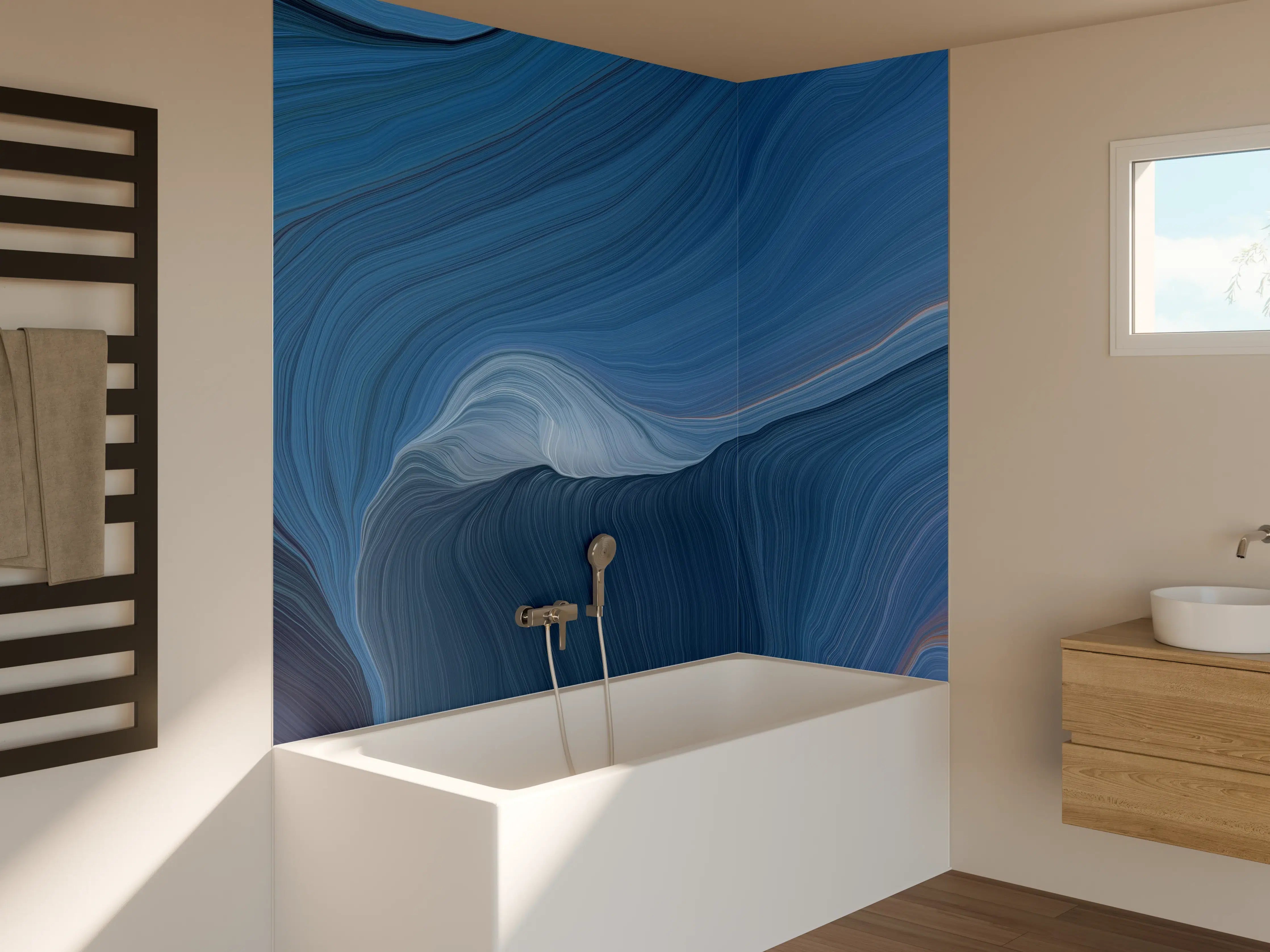 Badewannen-Rückwand - Moderne blaue und orange Farbverlauf