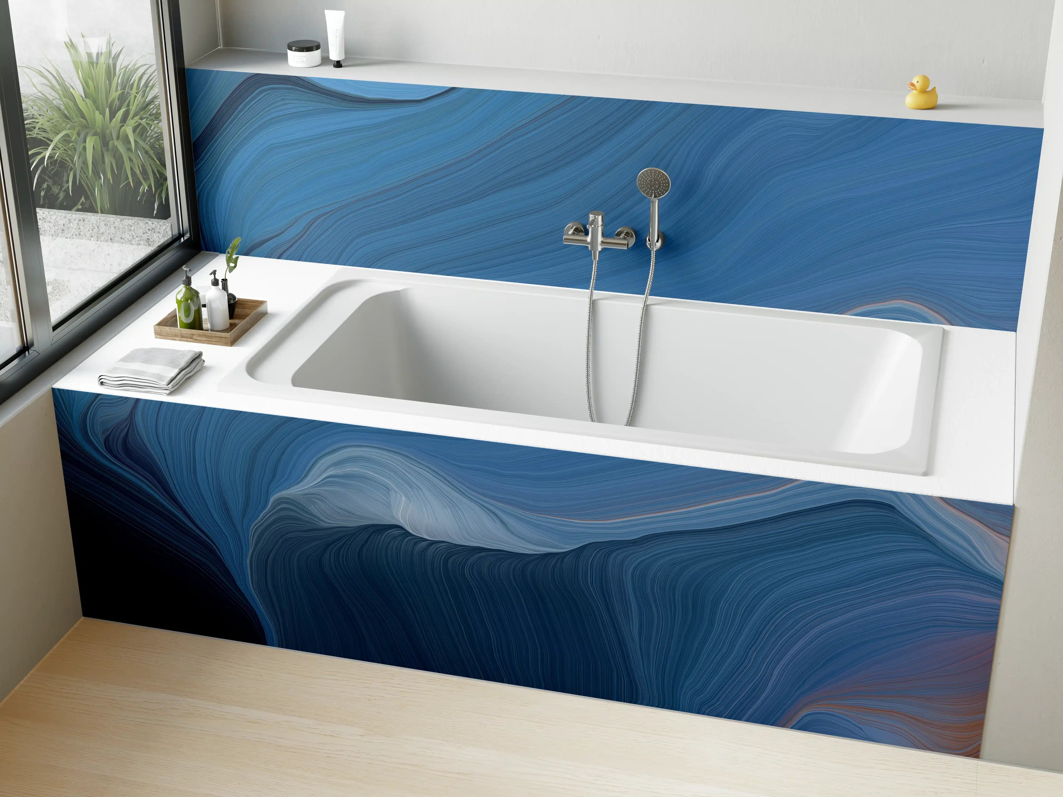 Badewannen-Rückwand - Moderne blaue und orange Farbverlauf