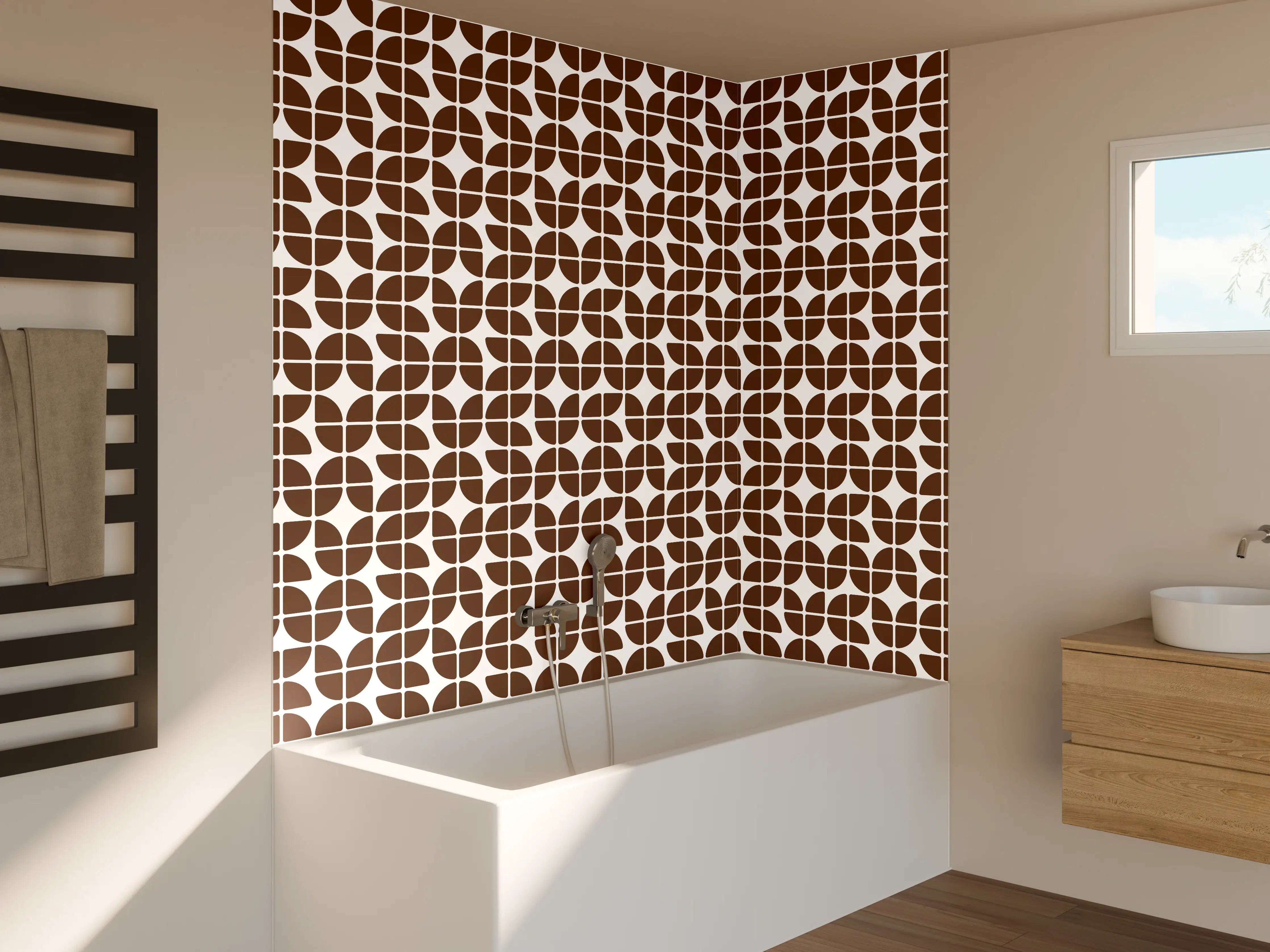 Badewannen-Rückwand - Moderne braune Mosaikfliesenmuster