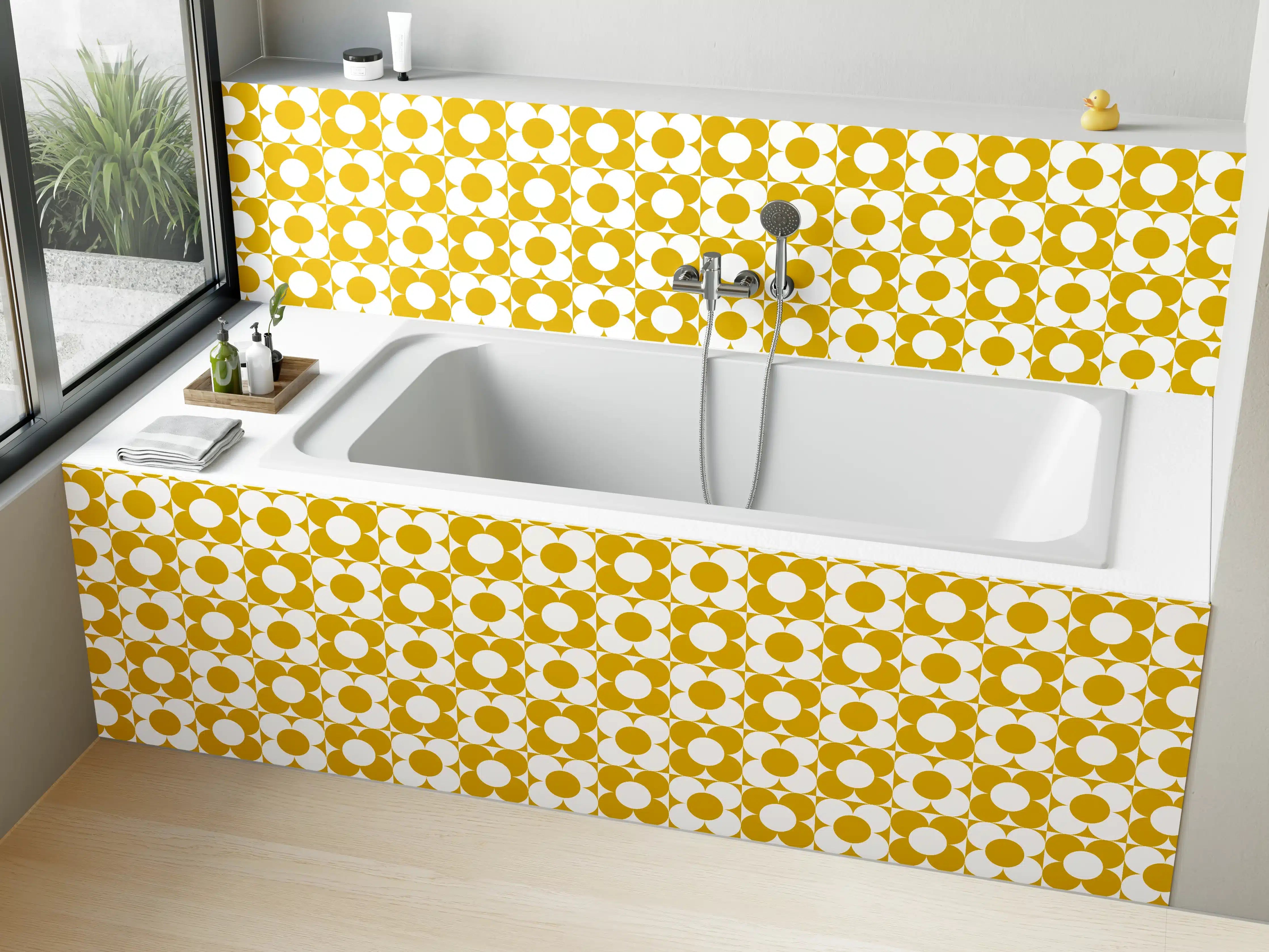 Badewannen-Rückwand - Moderne gelbe Musterfläche