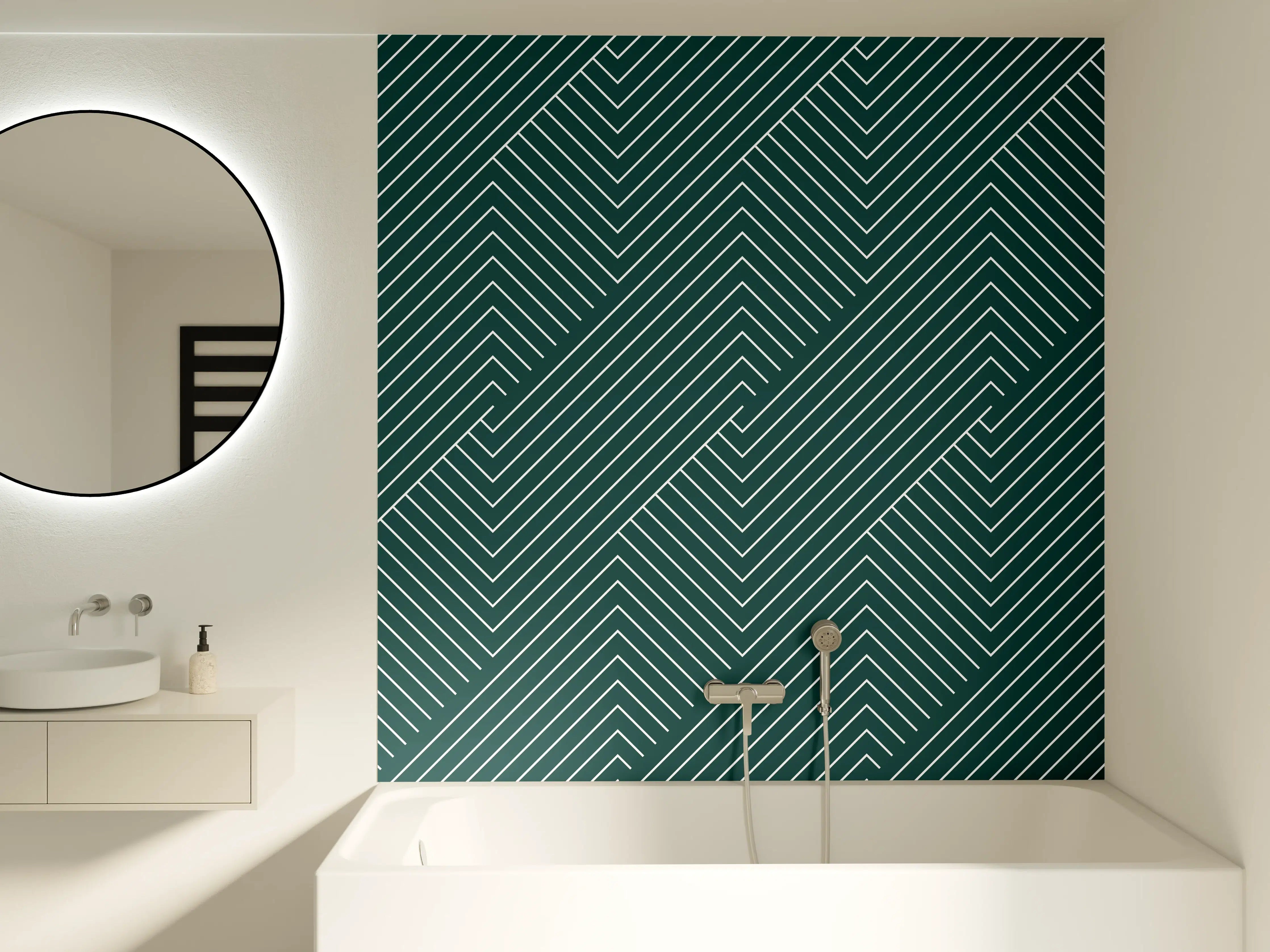 Badewannen-Rückwand - Moderne geometrische Linienführung