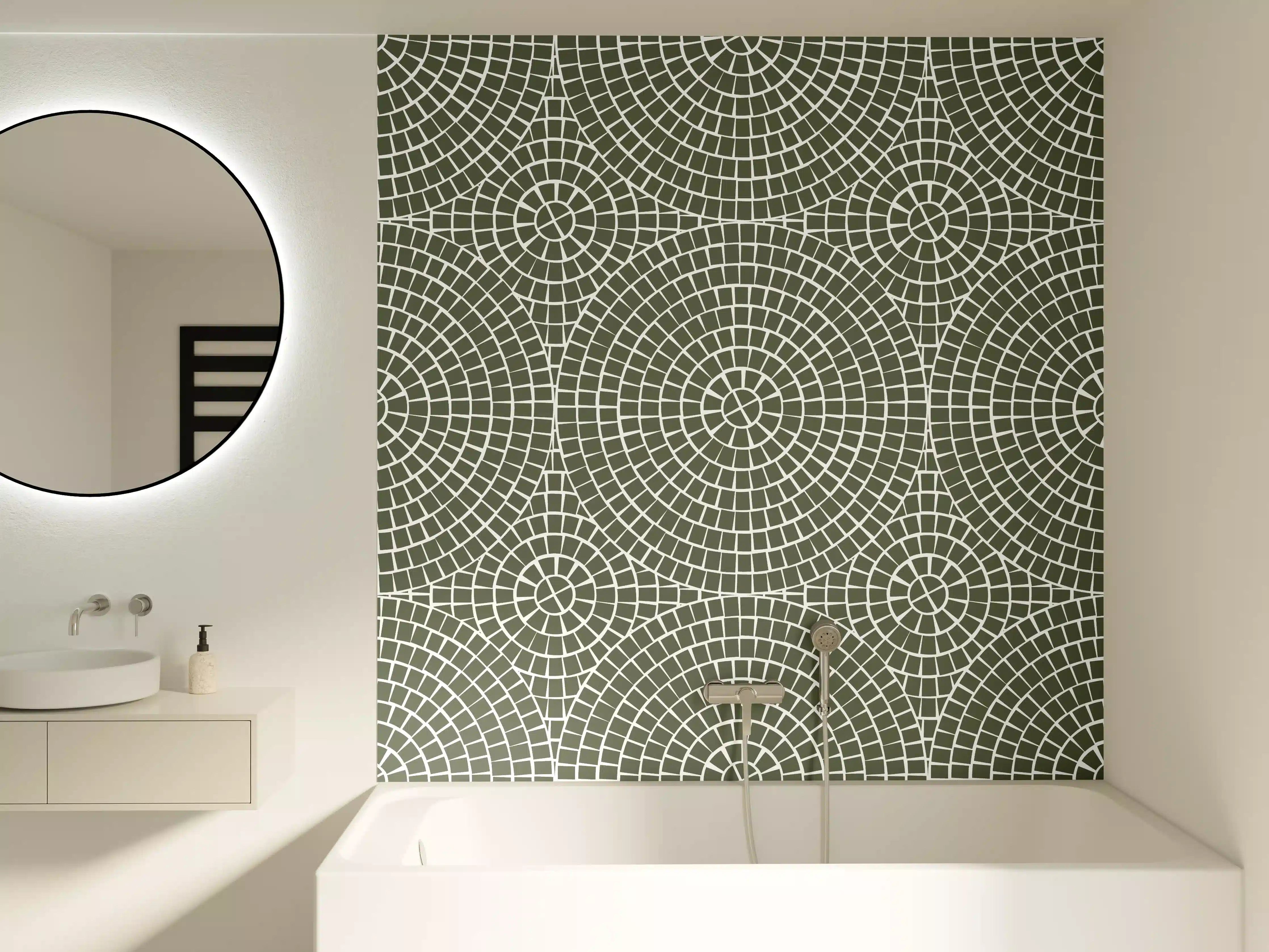 Badewannen-Rückwand - Moderne geometrische Muster in Grautönen