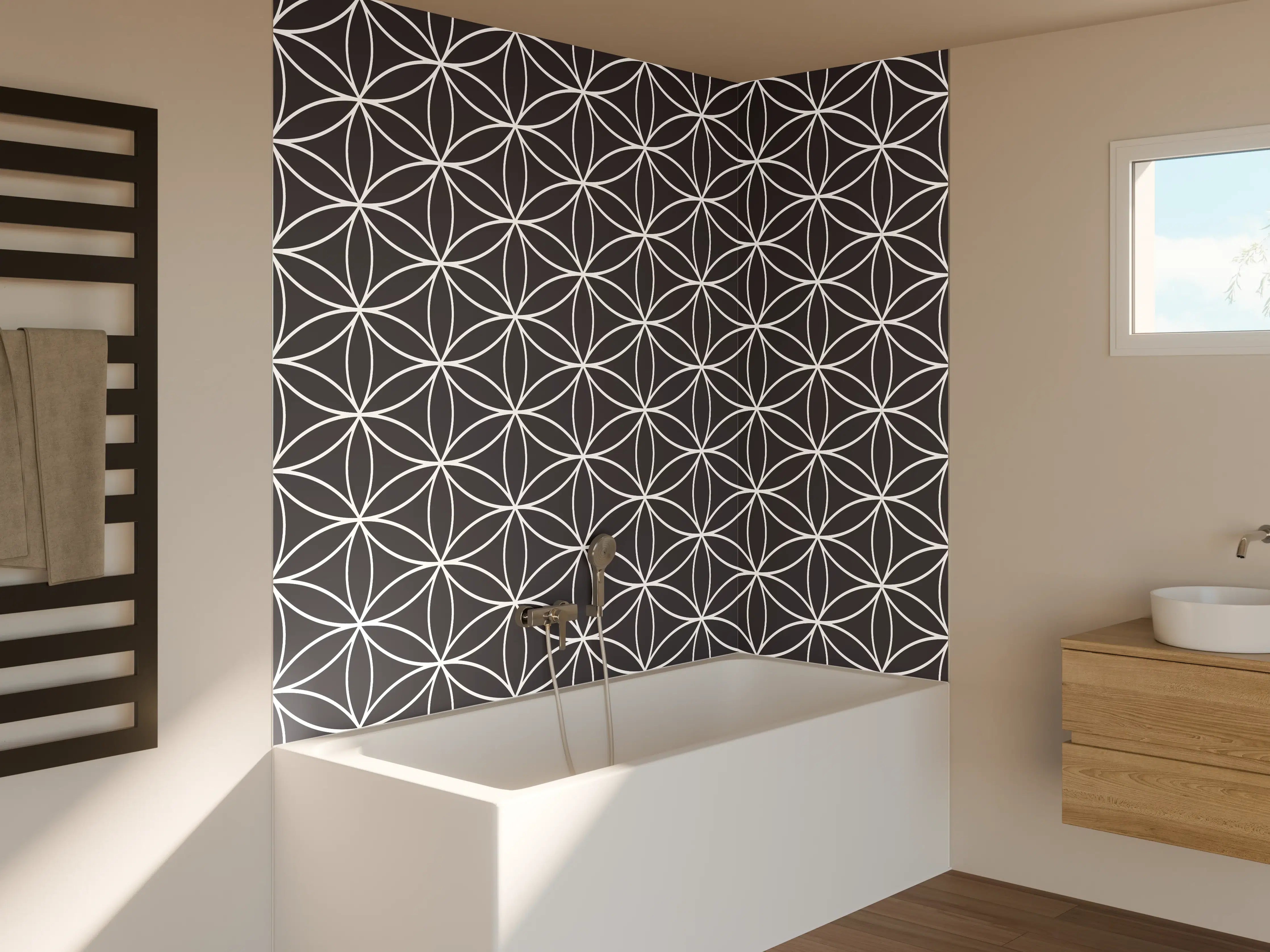 Badewannen-Rückwand - Moderne geometrische Musterkunst