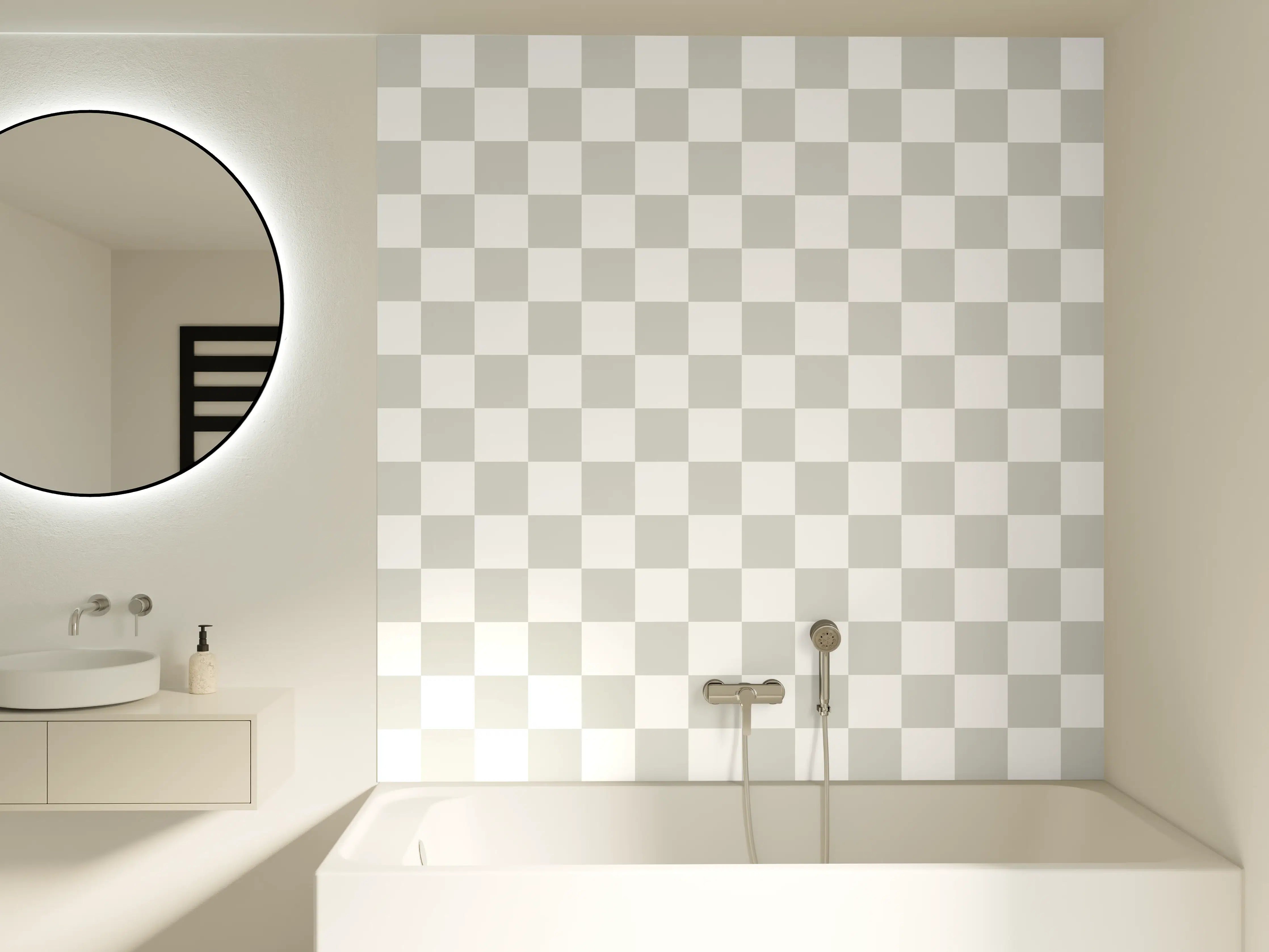 Badewannen-Rückwand - Moderne graue Fliesen mit subtiler Struktur