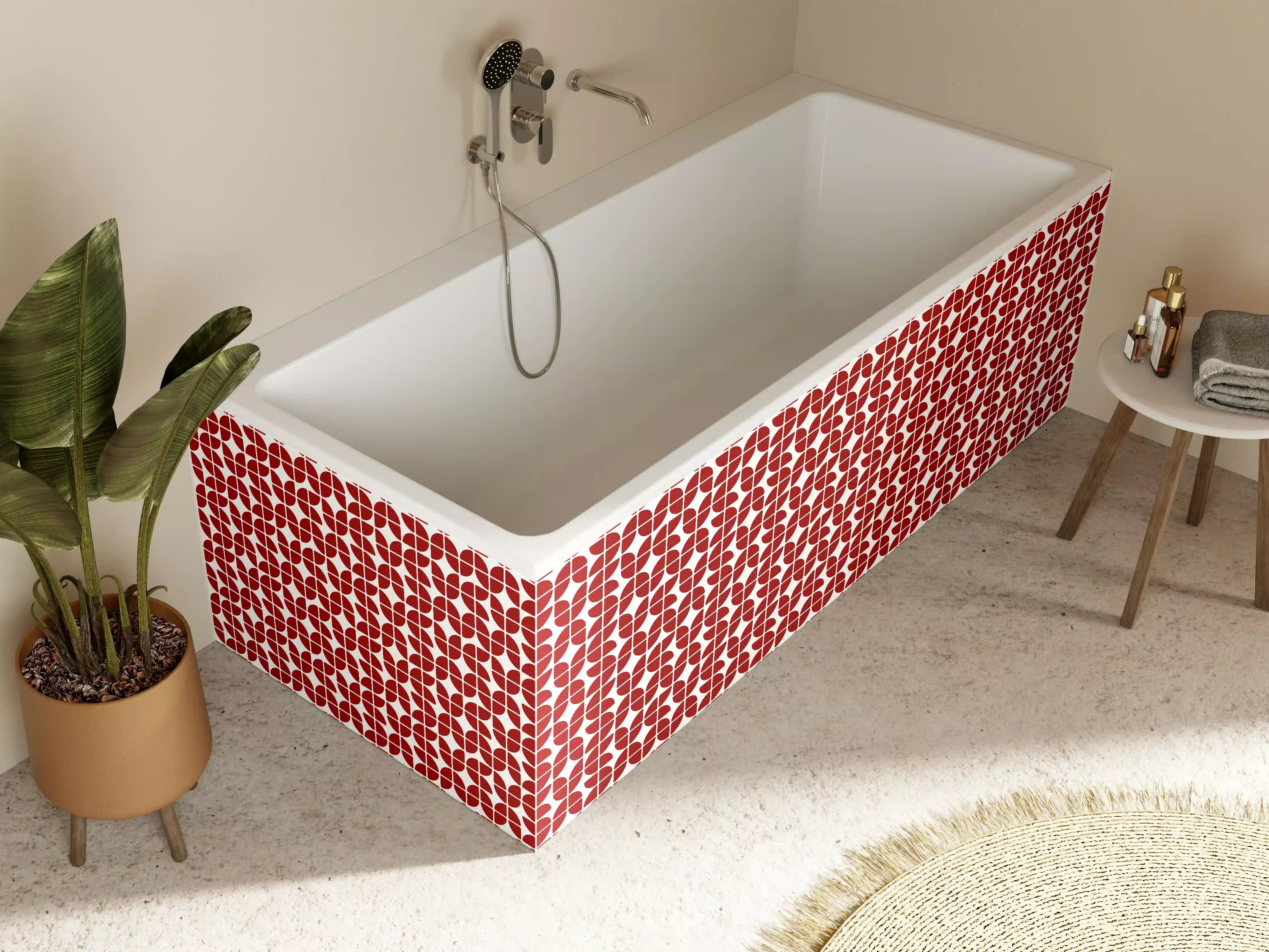 Badewannen-Rückwand - Moderne rote Mustermosaikfliese