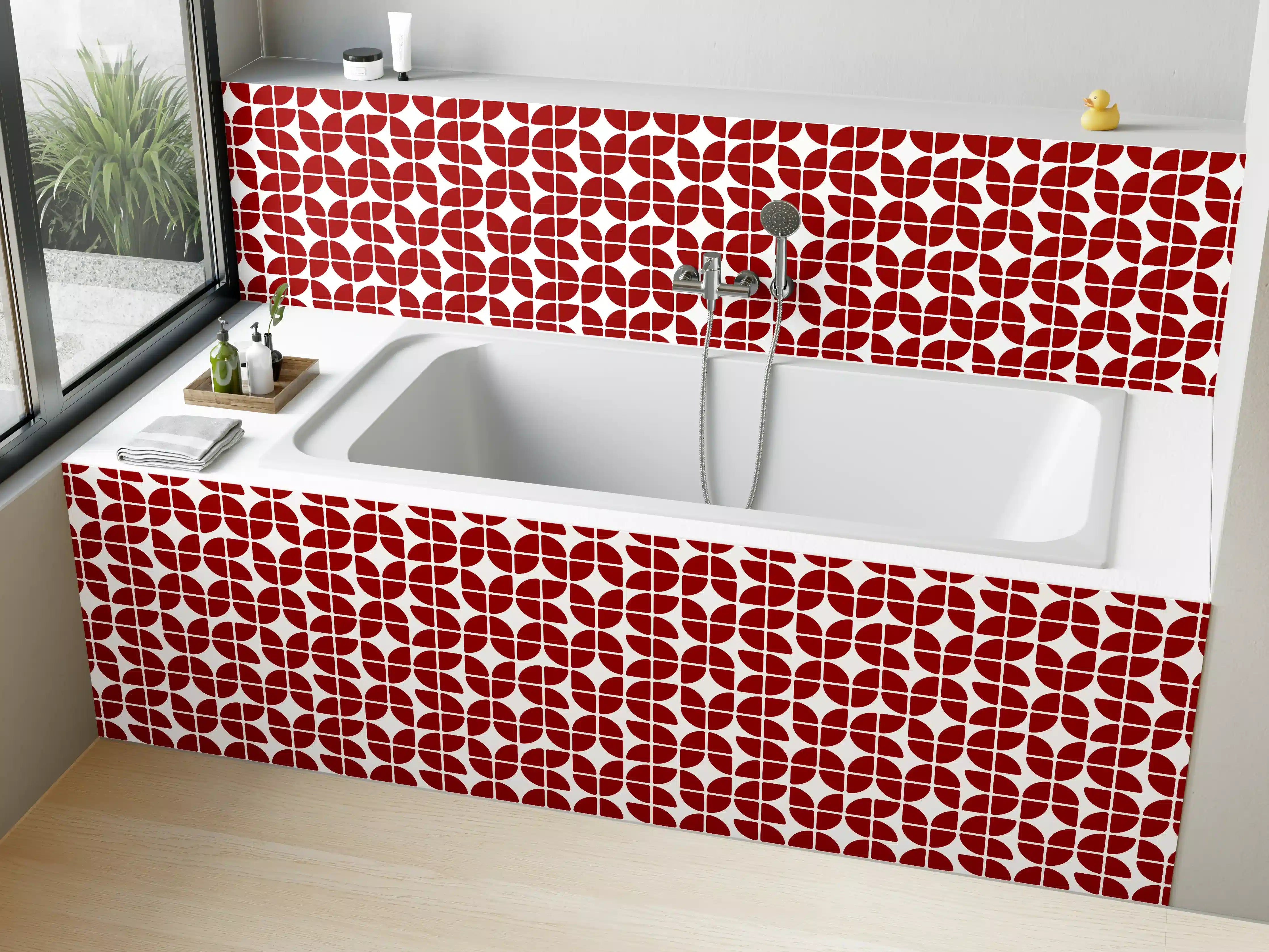 Badewannen-Rückwand - Moderne rote Mustermosaikfliese
