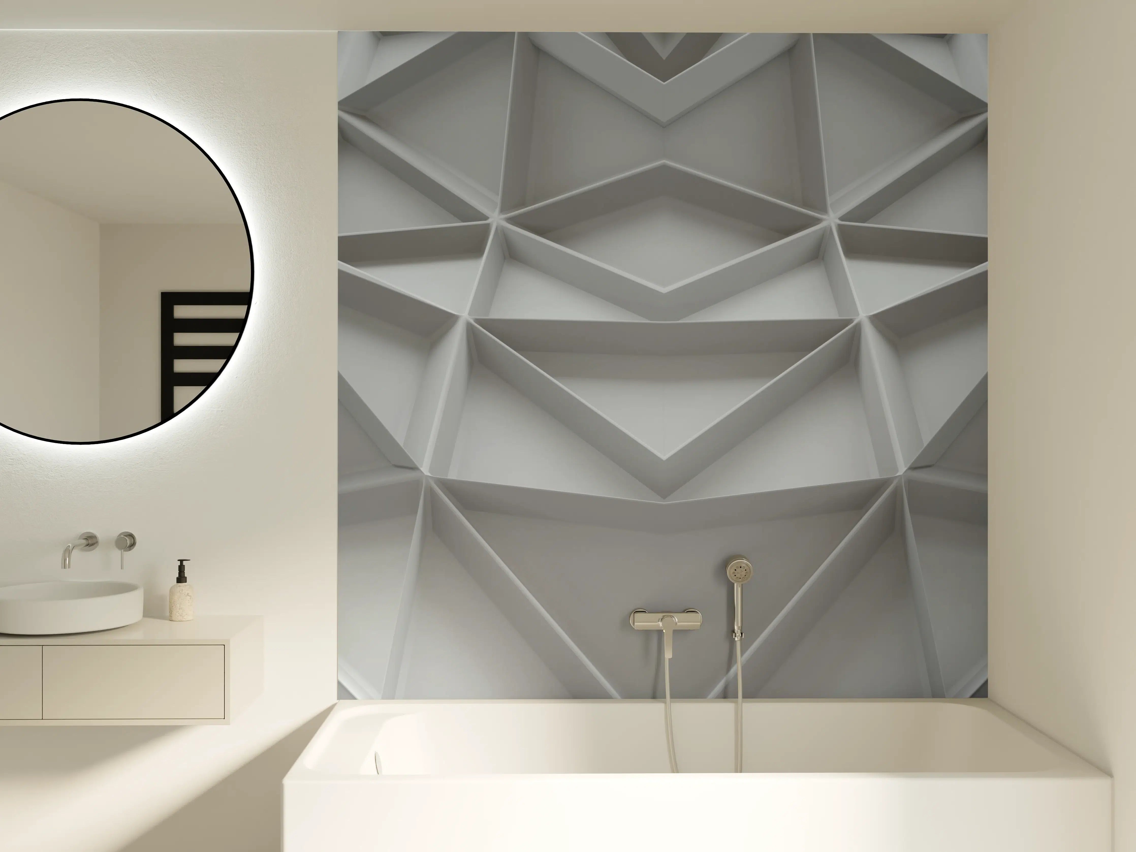 Badewannen-Rückwand - Moderne weiße geometrische Wandtextur