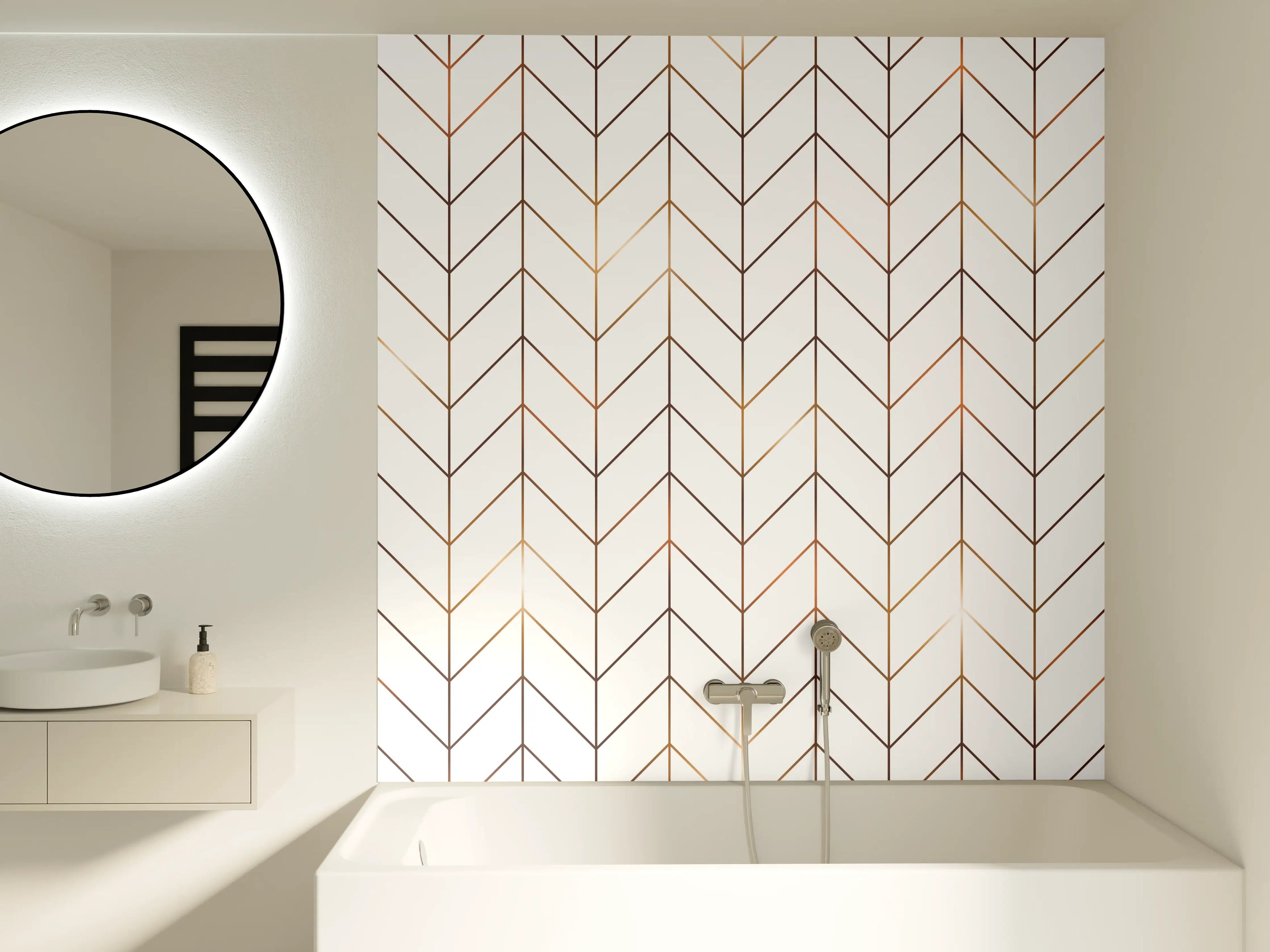 Badewannen-Rückwand - Modernes Gold-Schwarz Muster