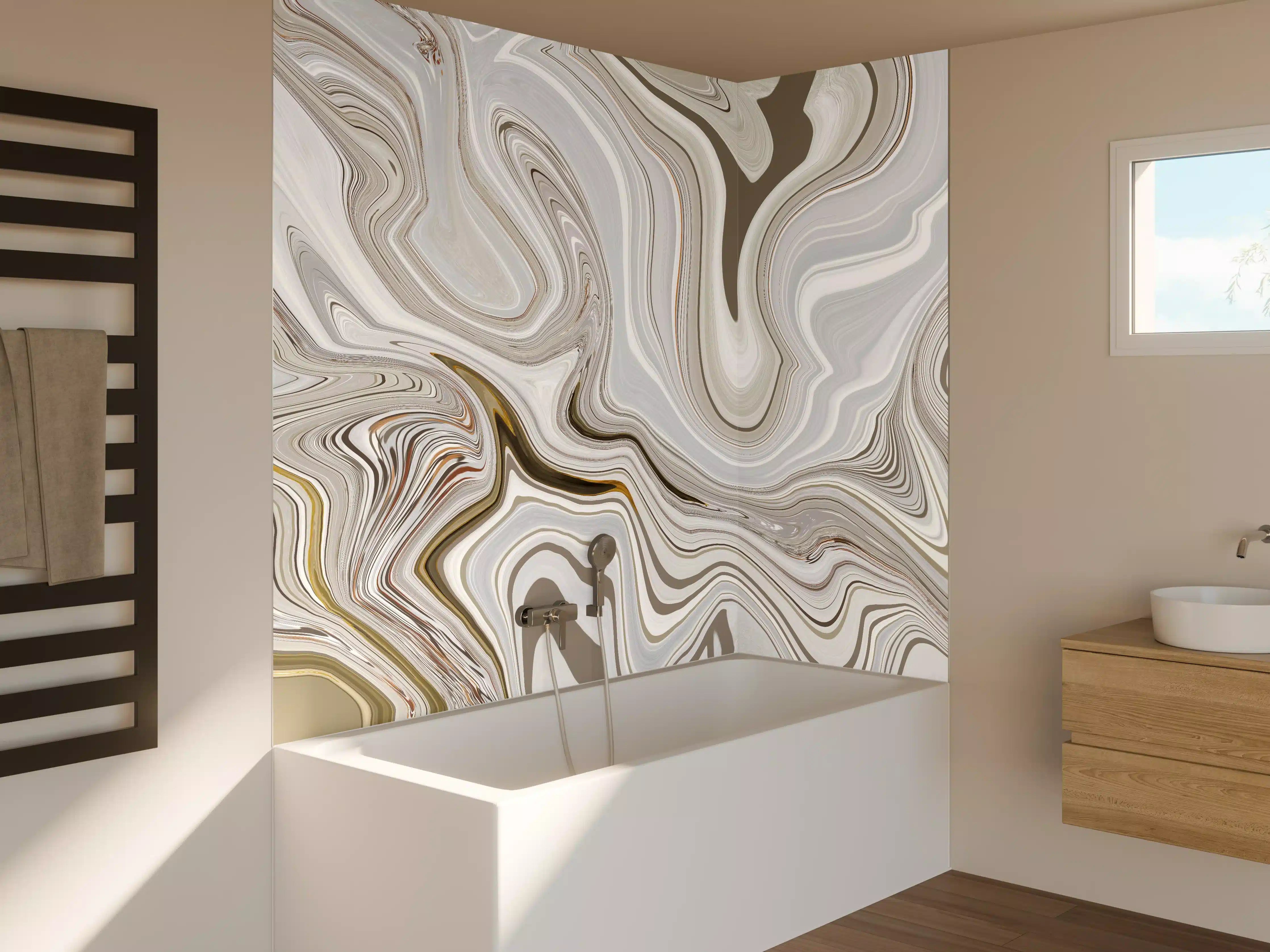 Badewannen-Rückwand - Modernes Kunstwerk - Flüssigkunst