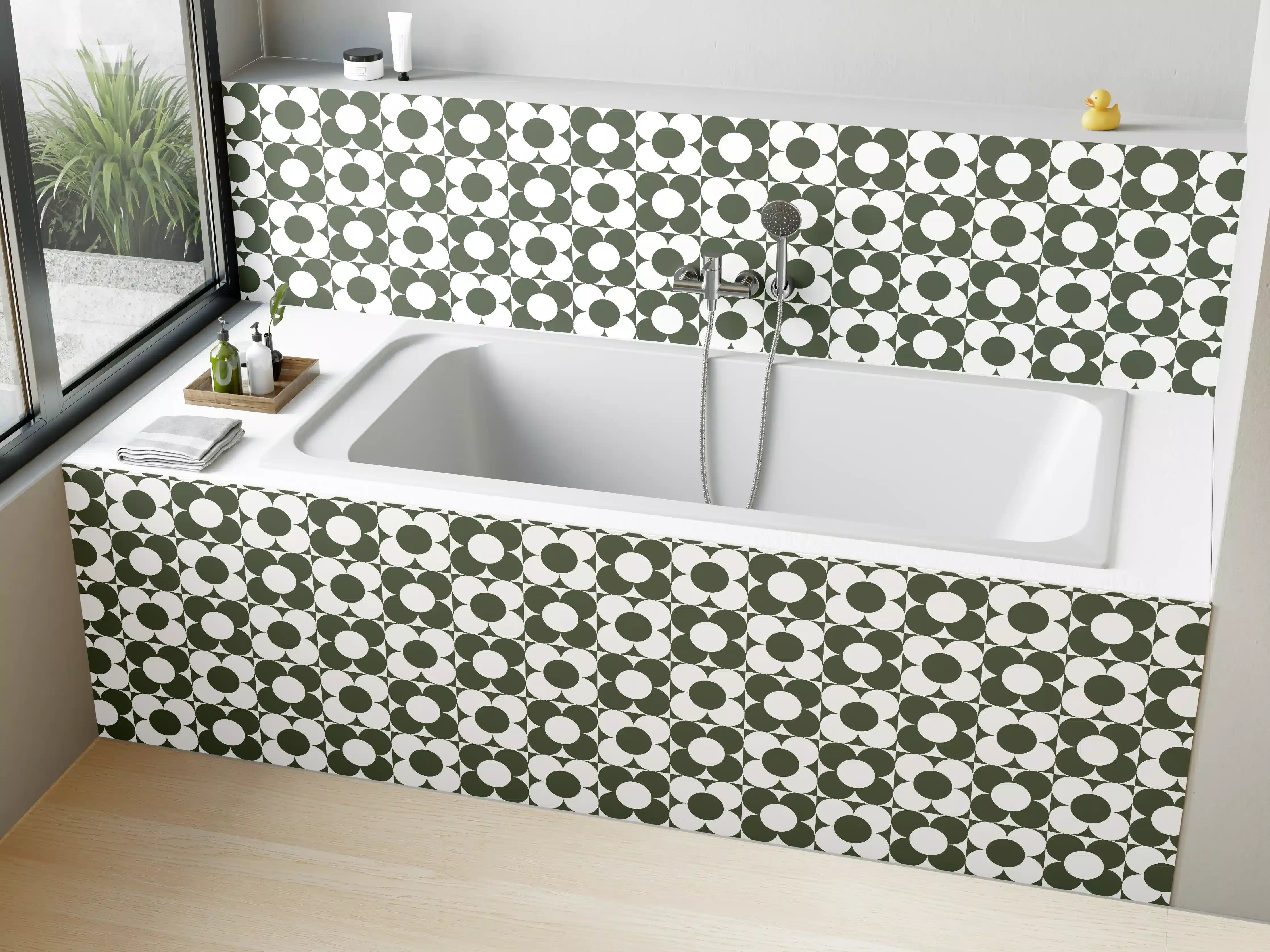 Badewannen-Rückwand - Modisches Muster in neutralen Tönen