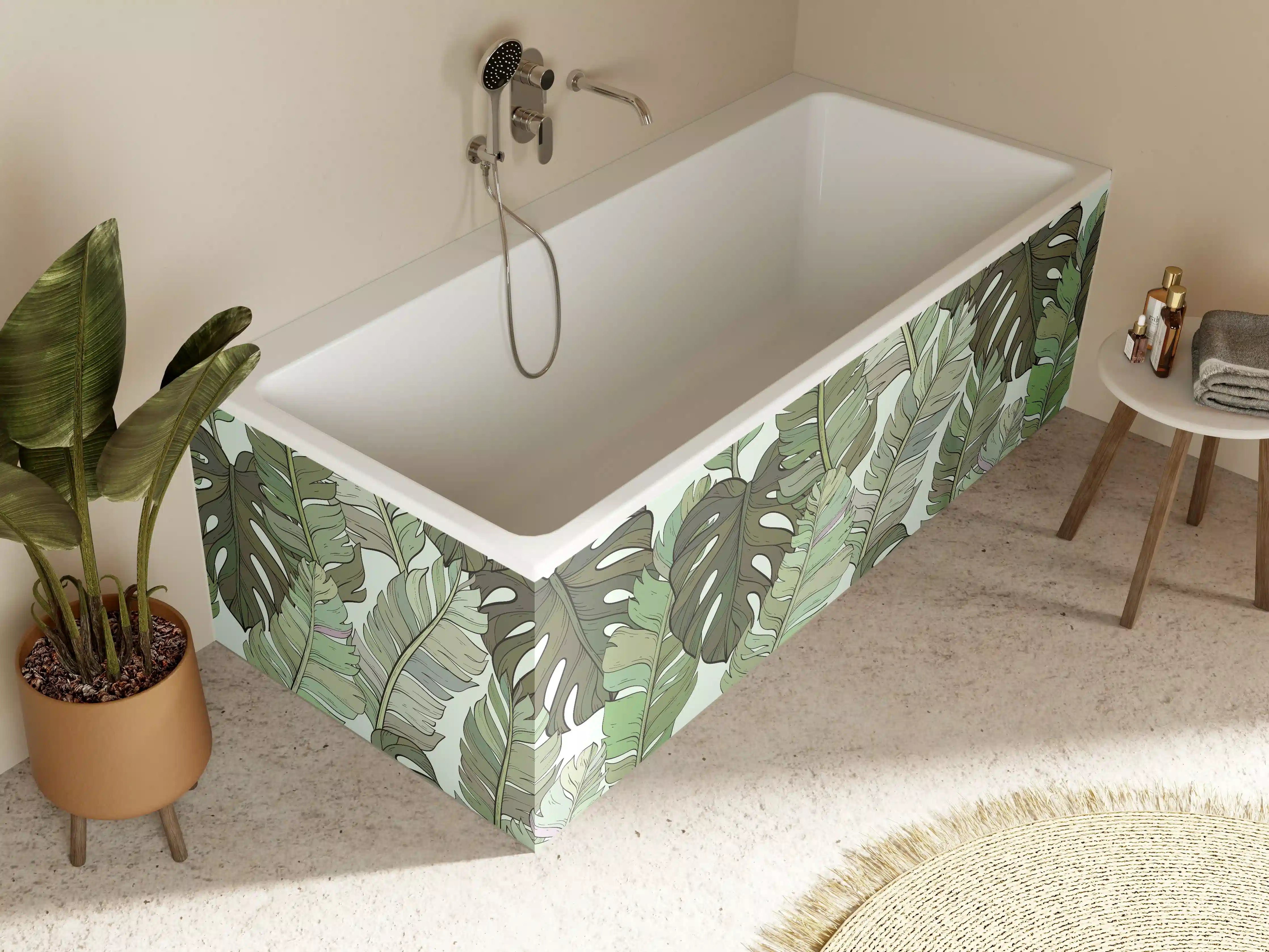 Badewannen-Rückwand - Monstera-Blätter – Tropische Eleganz