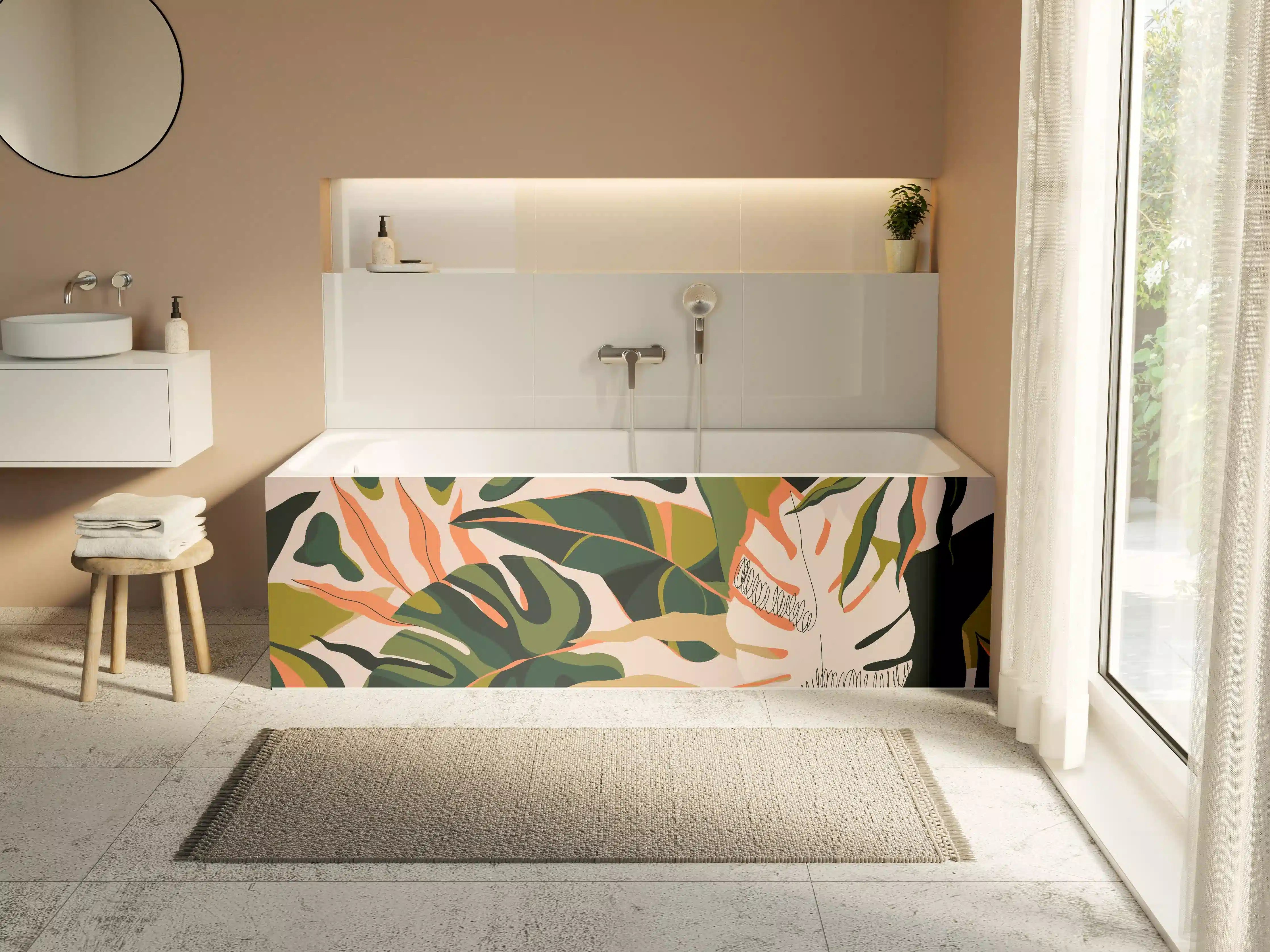 Badewannen-Rückwand - Monstera Tropic Blattmuster