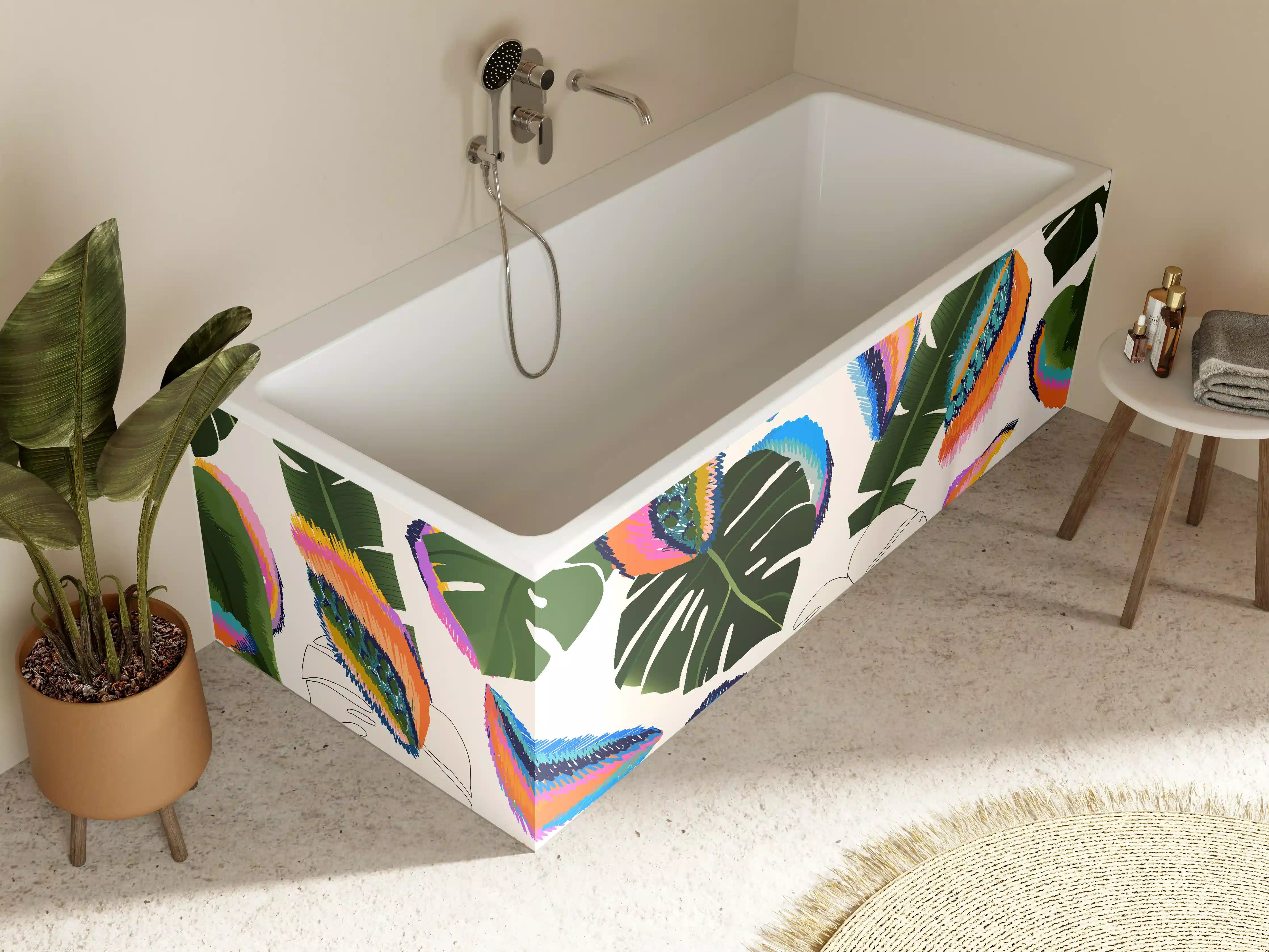 Badewannen-Rückwand - Monstera Tropic Bunte Blätter