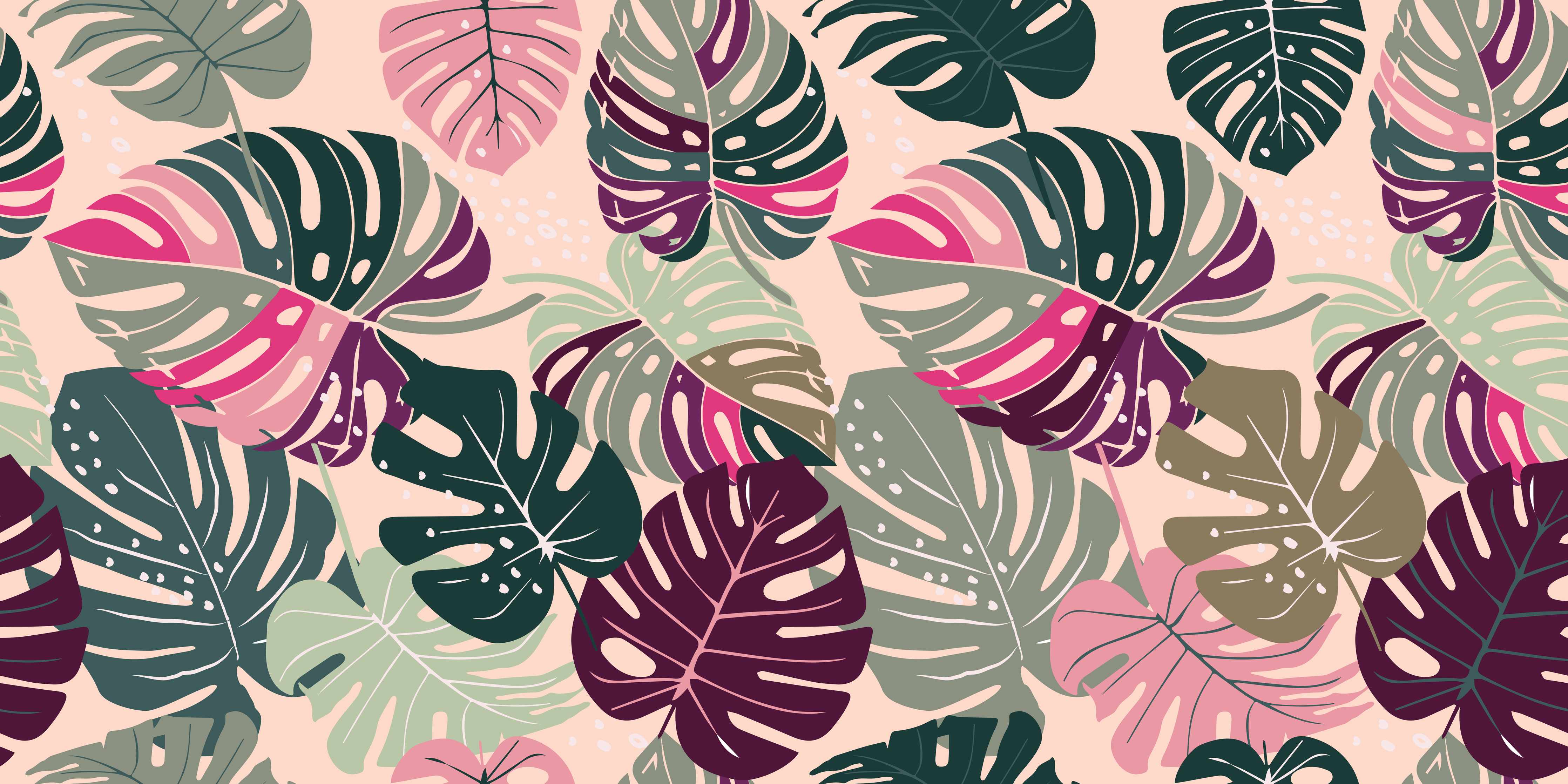 Badewannen-Rückwand-Monstera Tropic Rosa-Grün