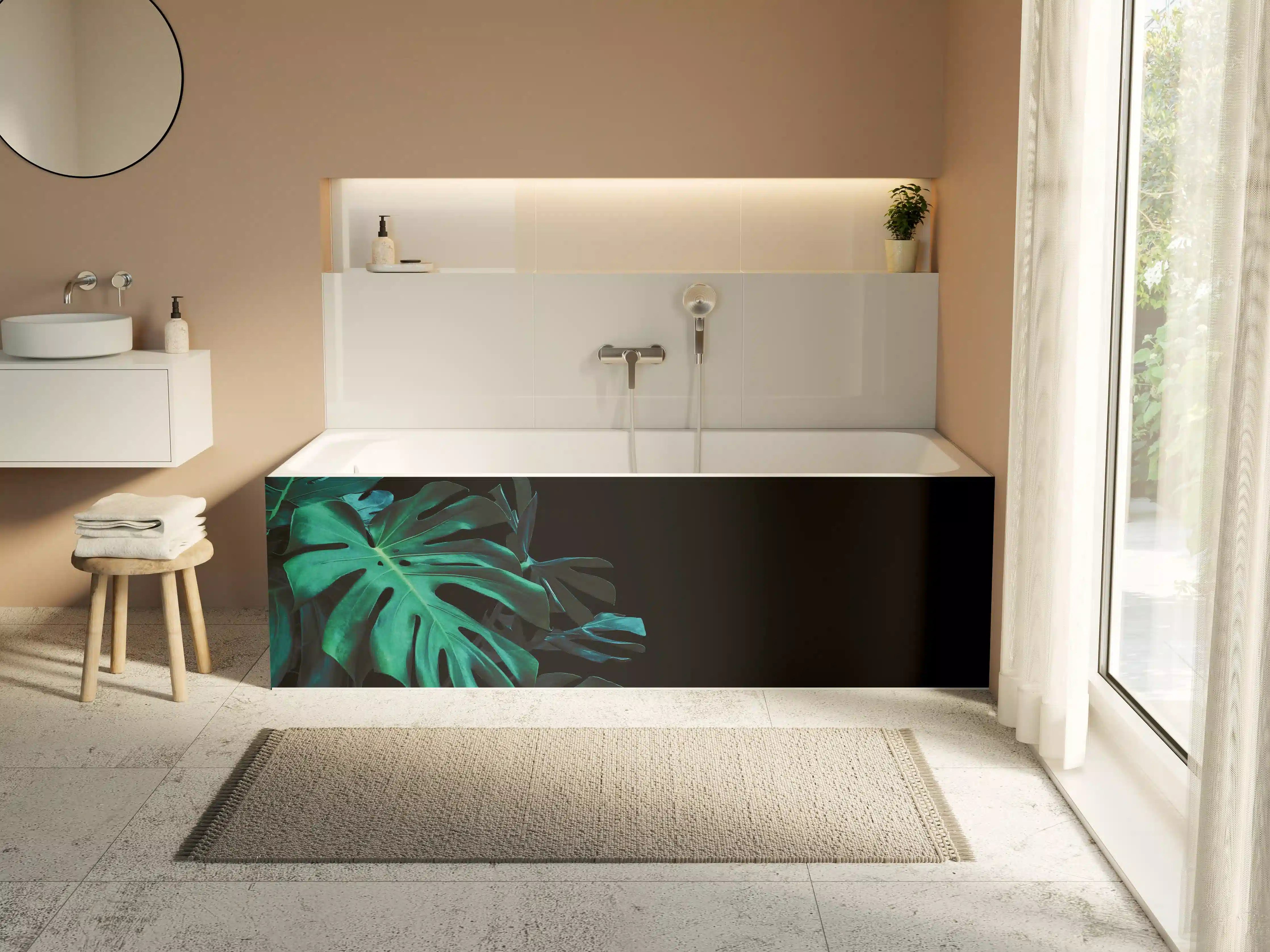 Badewannen-Rückwand - Monstera deliciosa - tropische Blätter