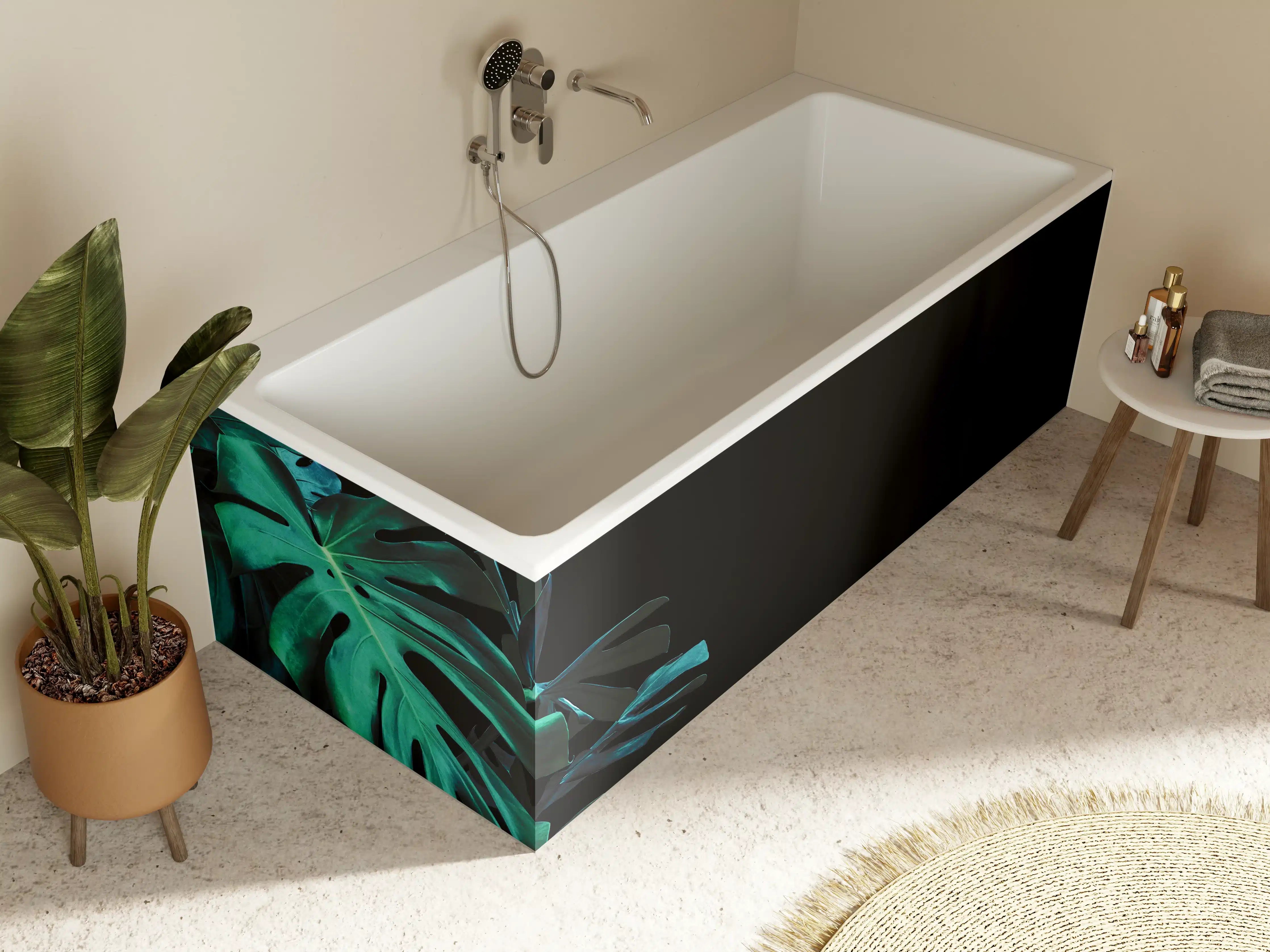 Badewannen-Rückwand - Monstera deliciosa - tropische Blätter