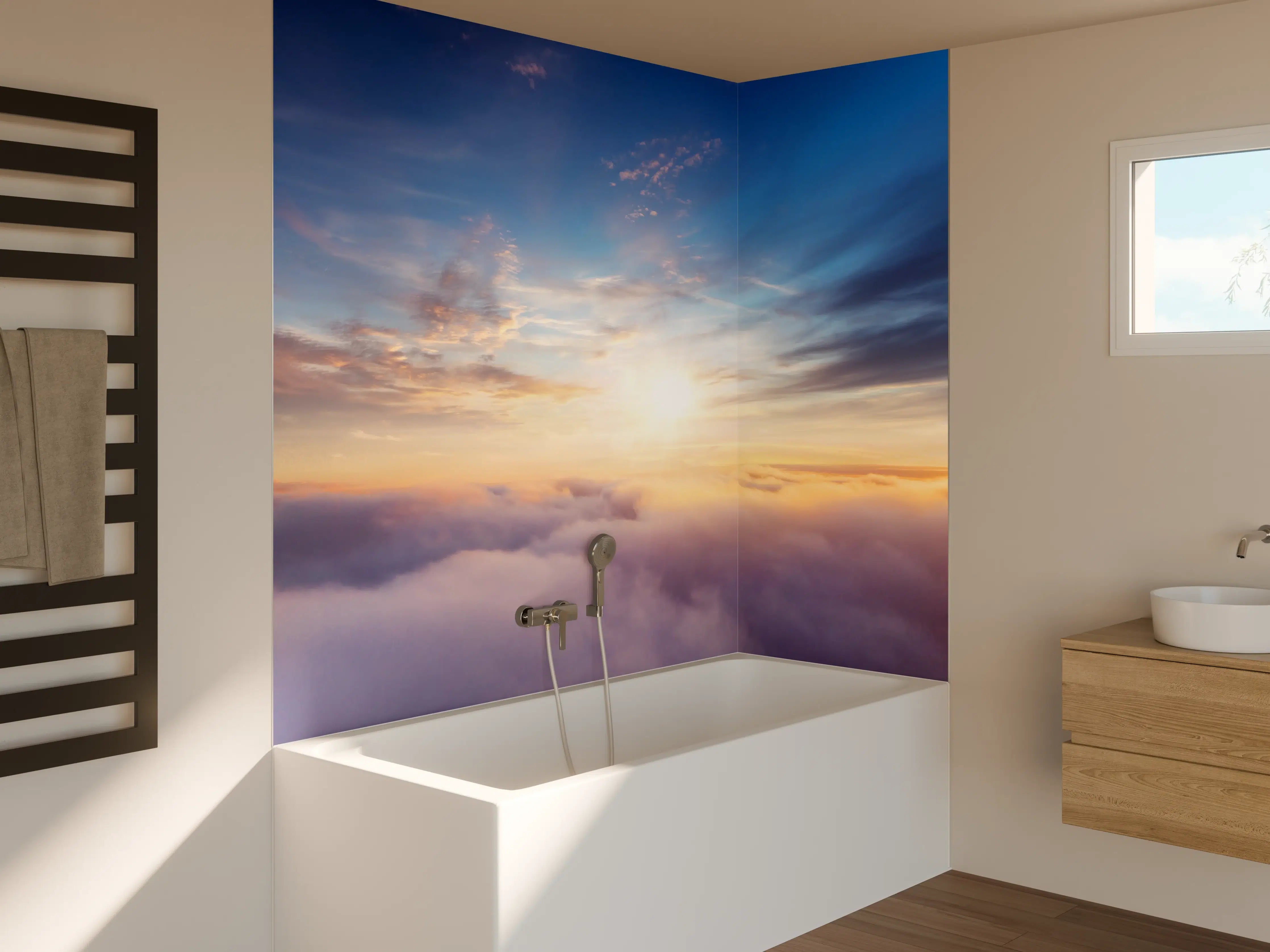 Badewannen-Rückwand - Morgendämmerung Wolken Himmel